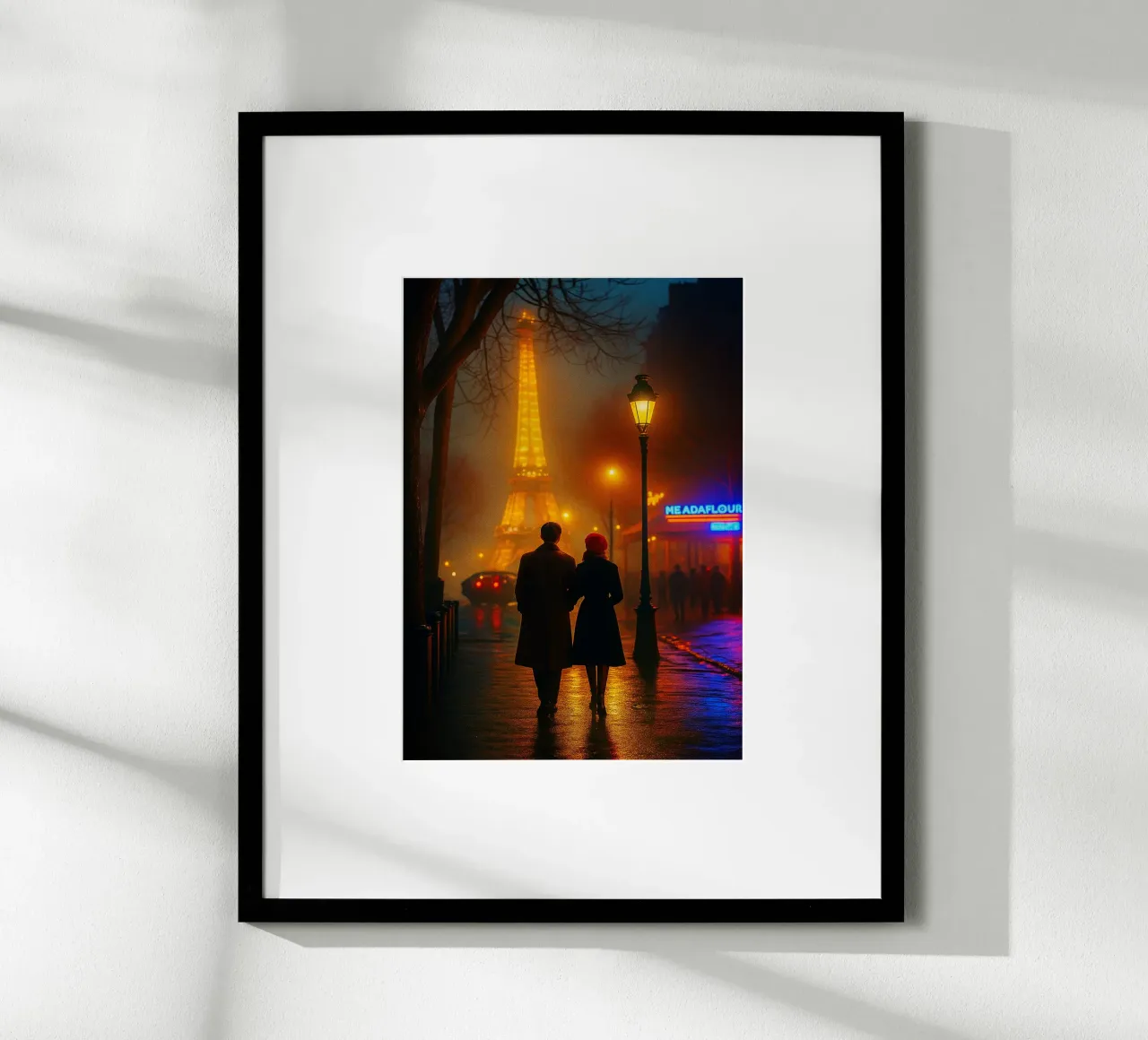 coppia che vede la torre eiffel fotografia retrò poster da viantishop