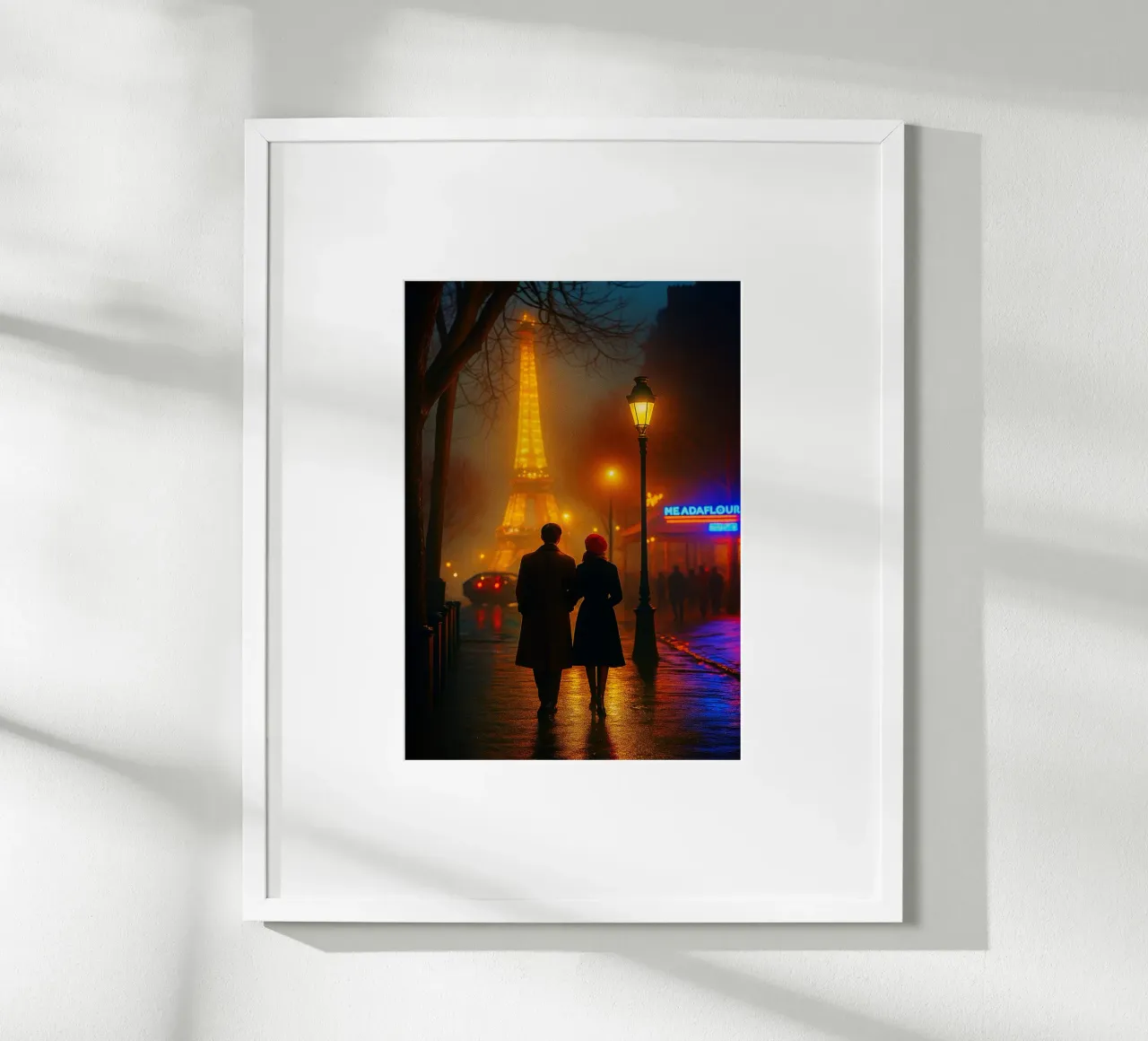 coppia che vede la torre eiffel fotografia retrò poster da viantishop