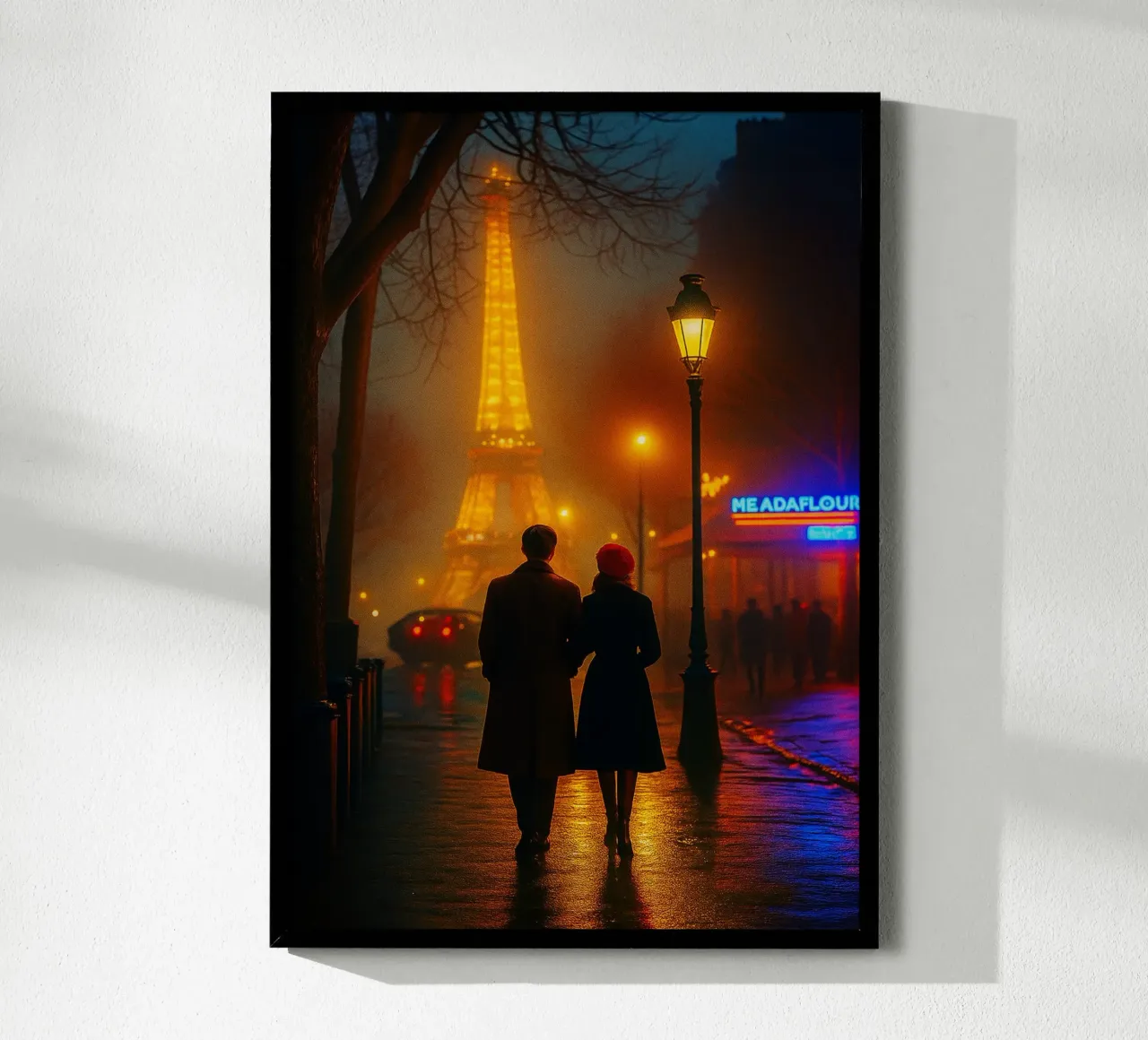 coppia che vede la torre eiffel fotografia retrò poster da viantishop