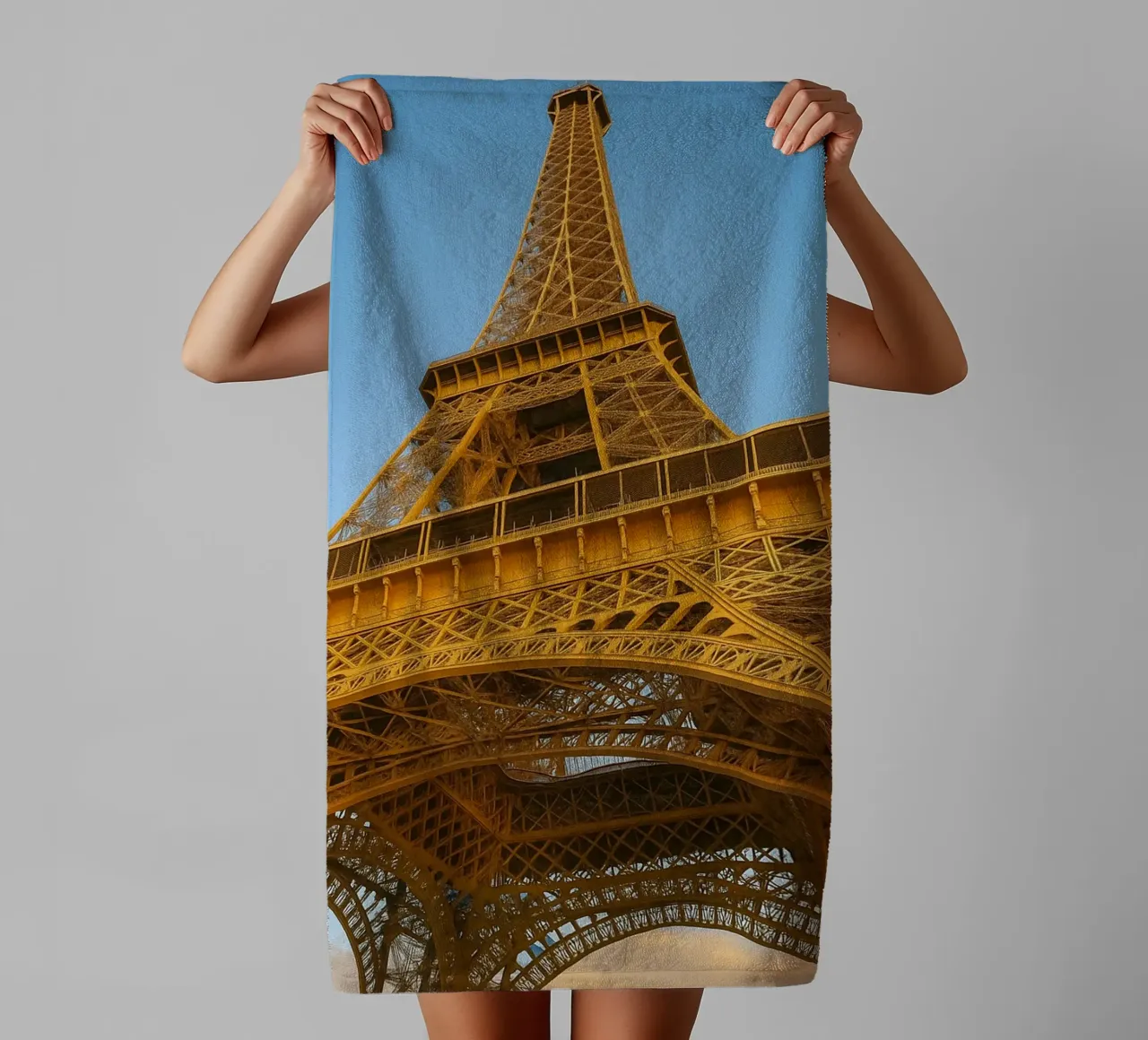 eiffel tower view retro photography towel by viantishop