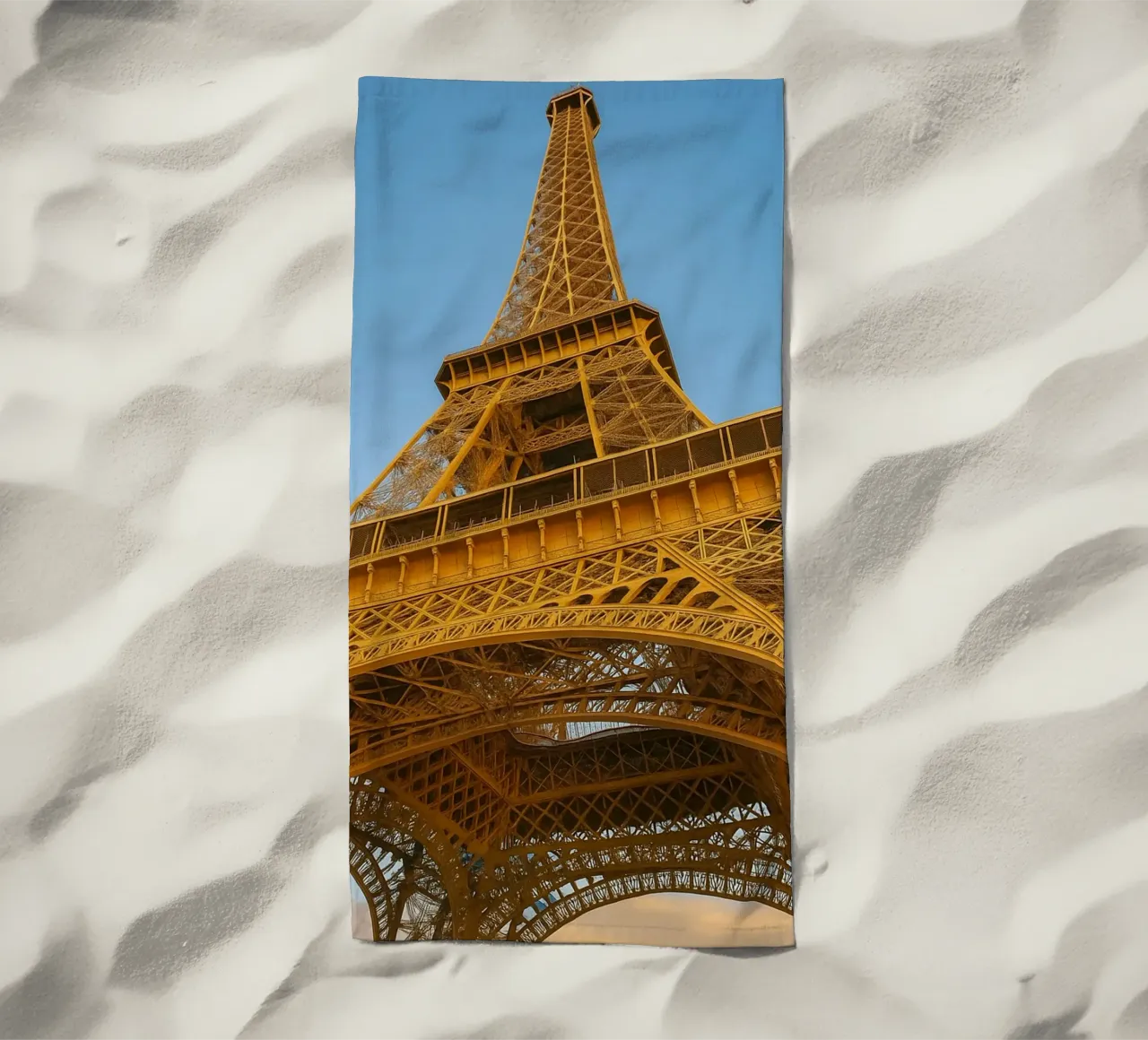eiffel tower view retro photography beach towel by viantishop