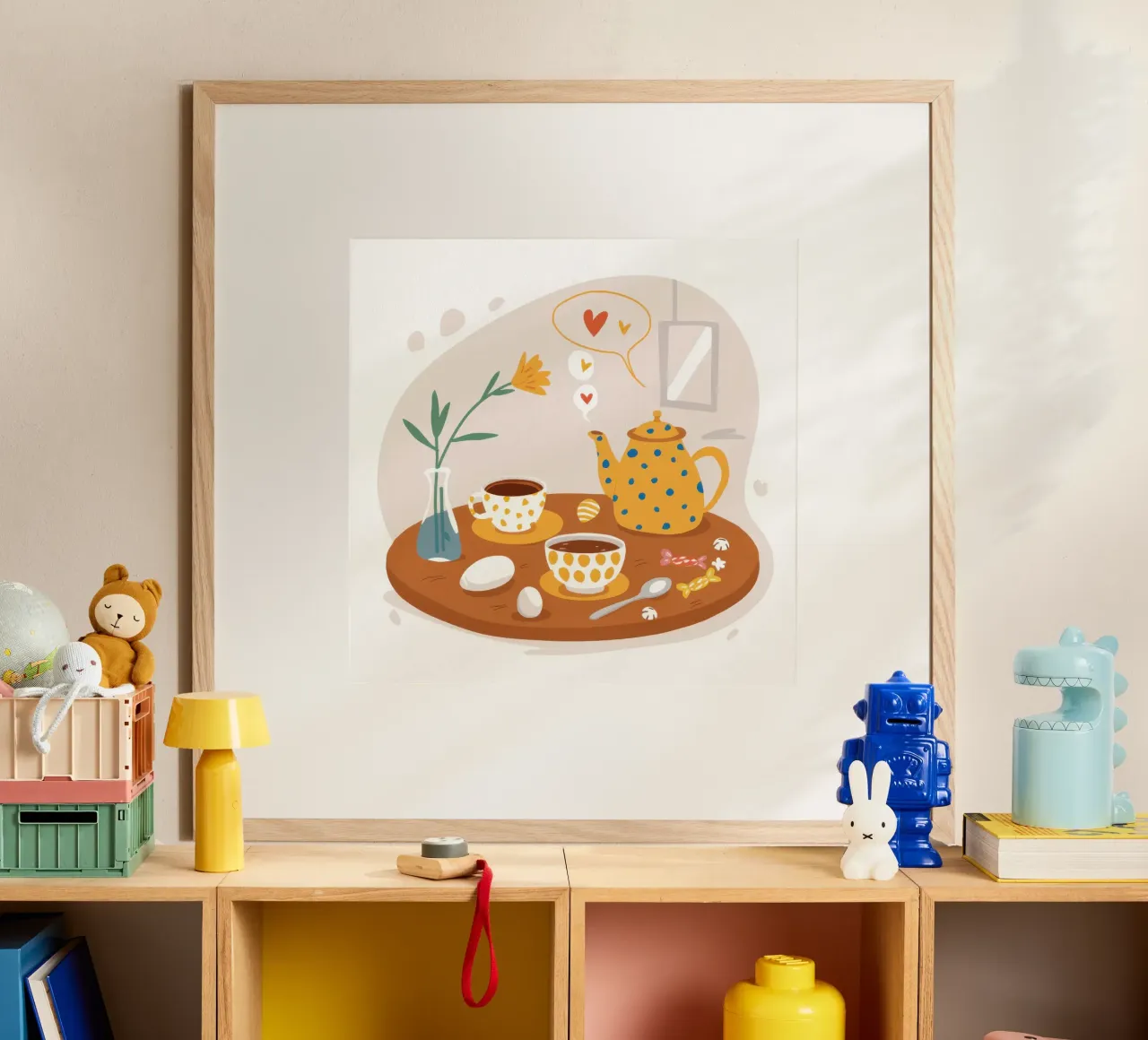 Tè per due poster con telaio in legno da Echo Saber