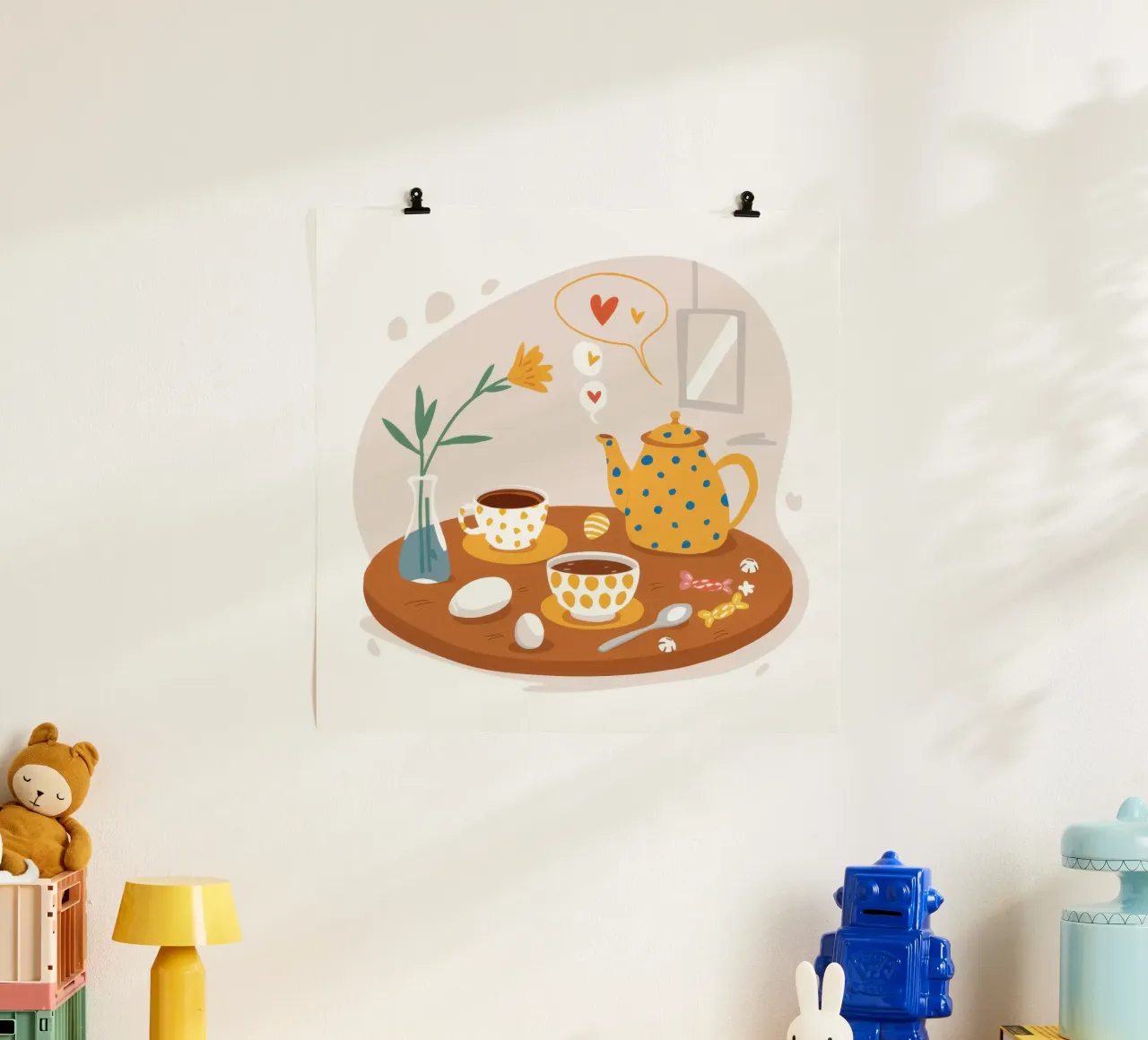 Tè per due poster con telaio in legno da Echo Saber