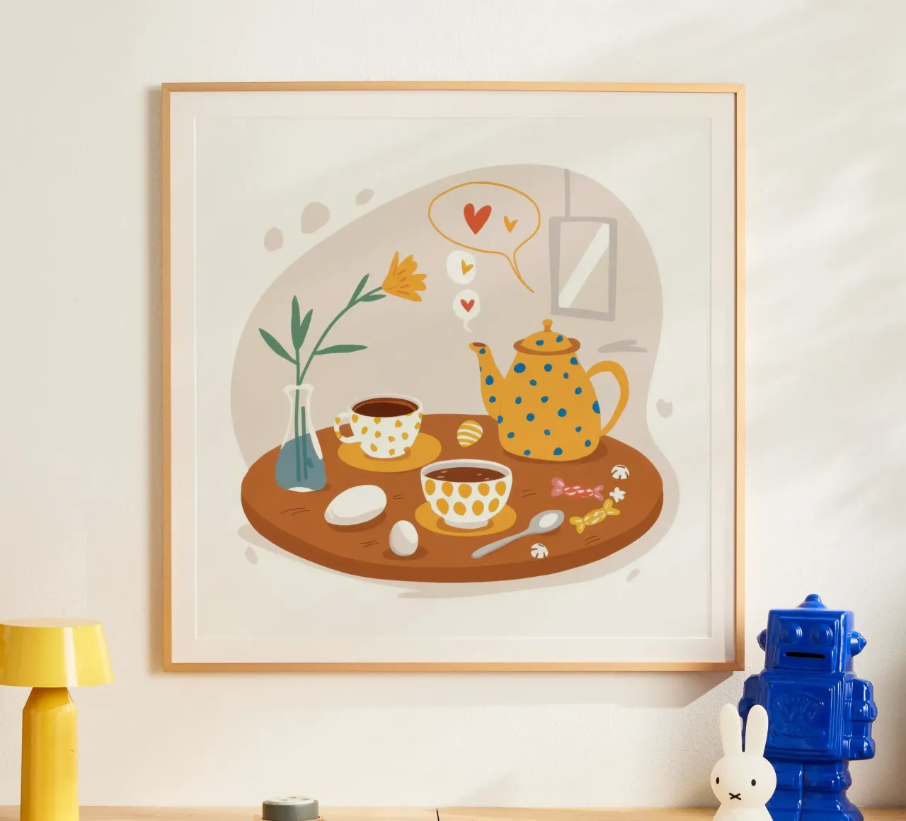 Tè per due poster con telaio in legno da Echo Saber