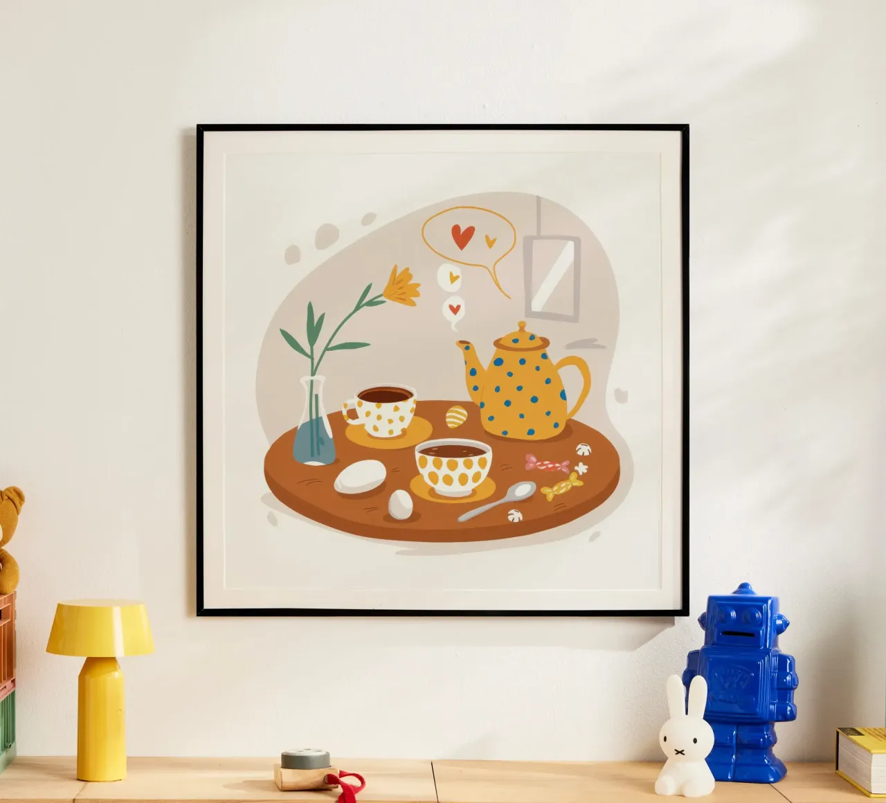 Tè per due poster con telaio in legno da Echo Saber