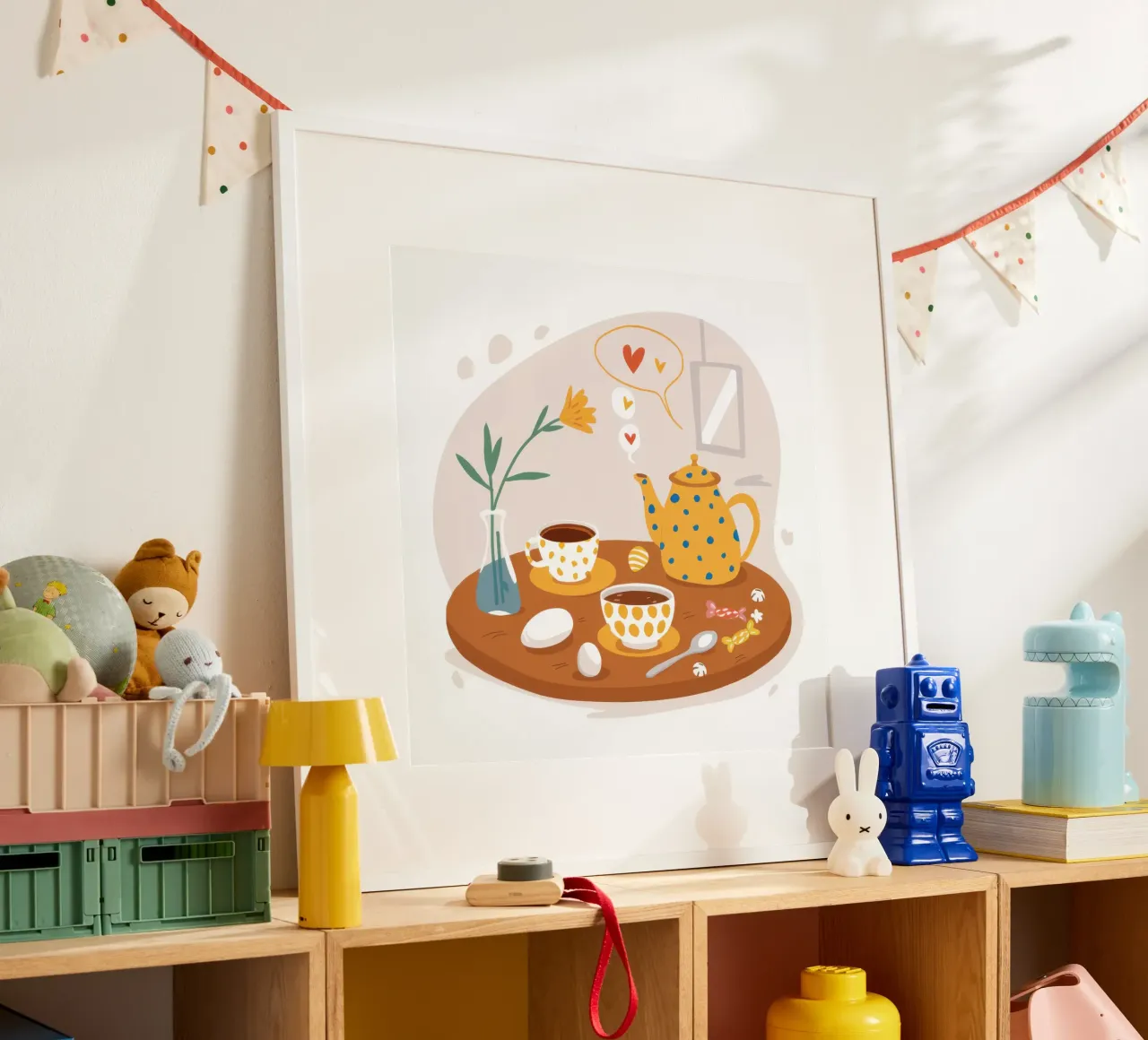 Tè per due poster con telaio in legno da Echo Saber