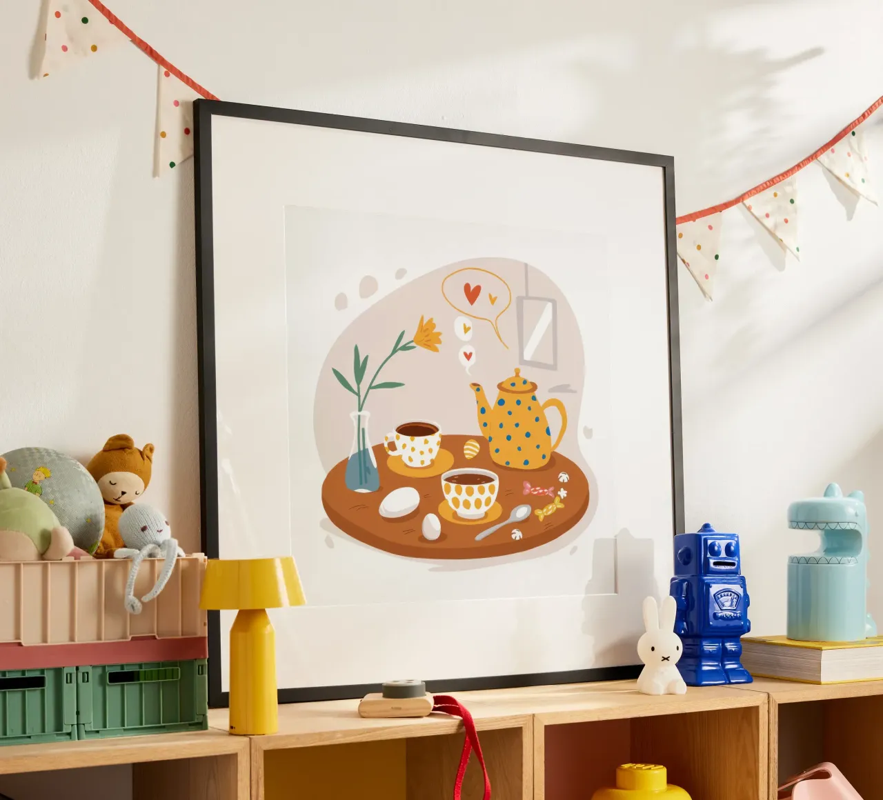 Tè per due poster con telaio in legno da Echo Saber