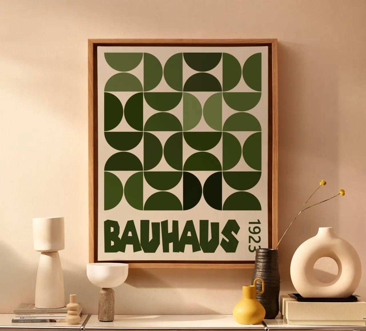 Sap green Bauhaus tela con Cornice a cassetta da TijanaArtStudio88
