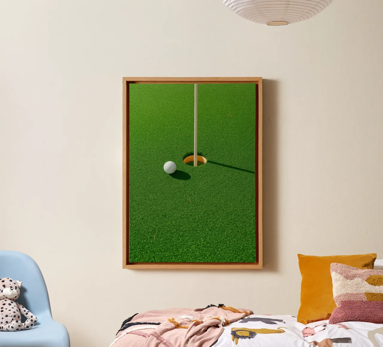 Golf Loch Ansicht Retro Fotografie Leinwand mit Schattenfugenrahmen von viantishop