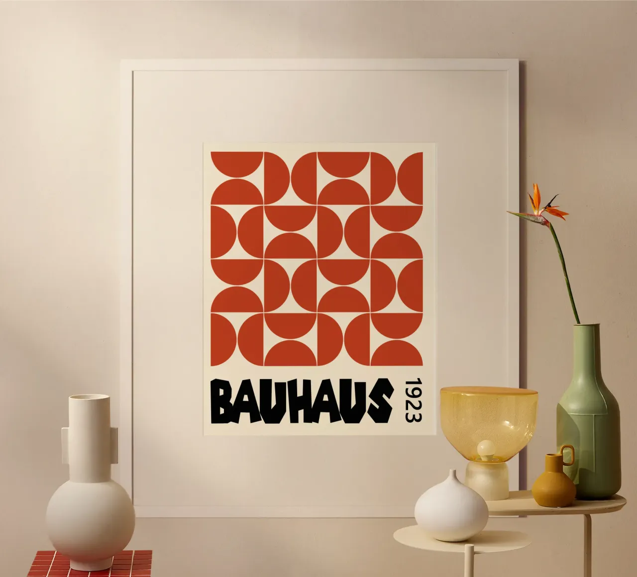 Orange black Bauhaus poster con telaio in legno da TijanaArtStudio88
