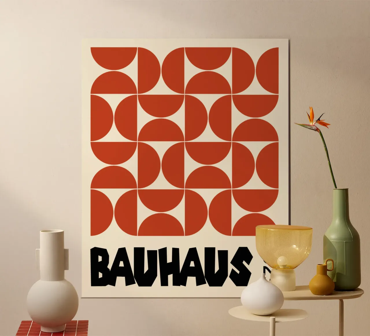 Orange black Bauhaus poster con telaio in legno da TijanaArtStudio88