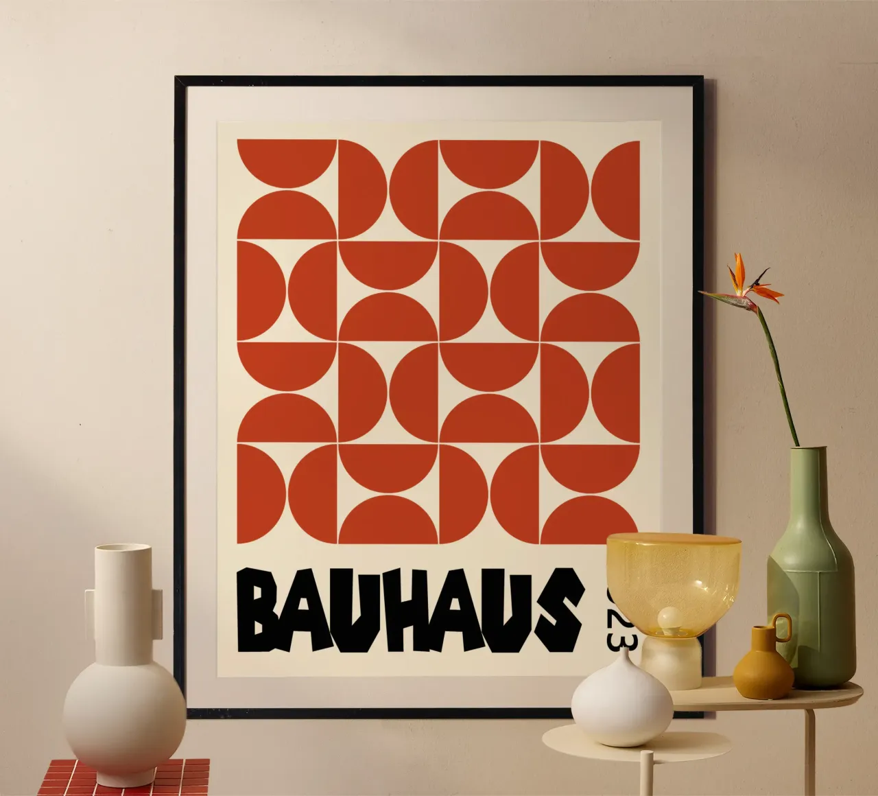 Orange black Bauhaus poster con telaio in legno da TijanaArtStudio88