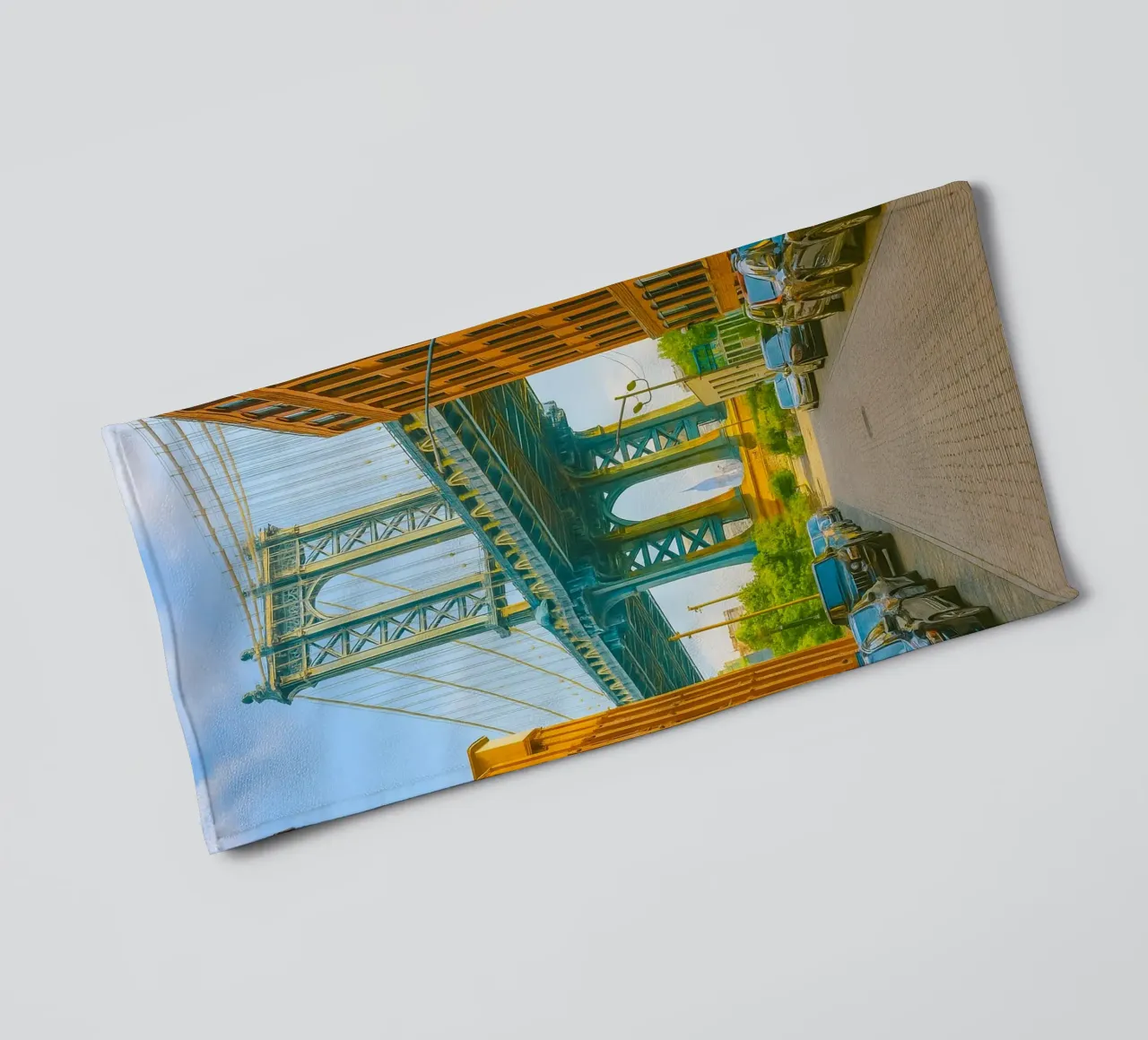 manhattan bridge view retro photography towel by viantishop