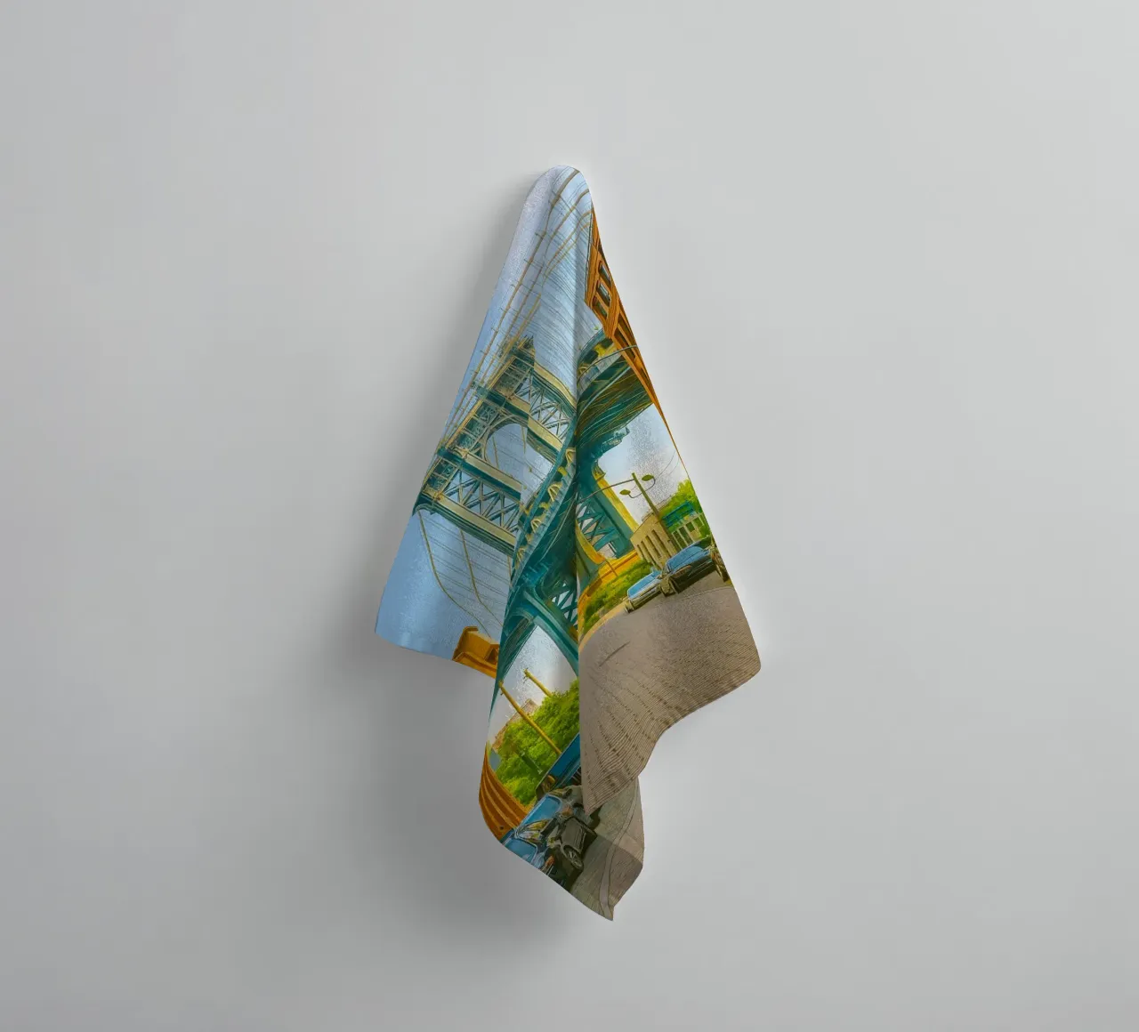 manhattan bridge view retro photography towel by viantishop