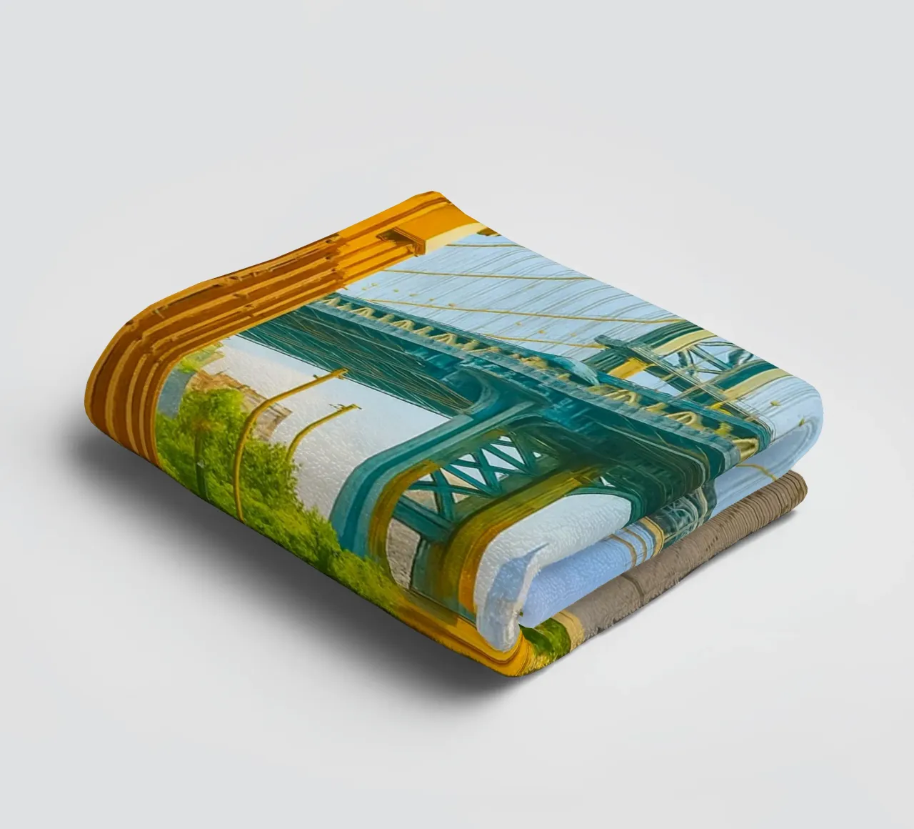 manhattan bridge view retro photography towel by viantishop