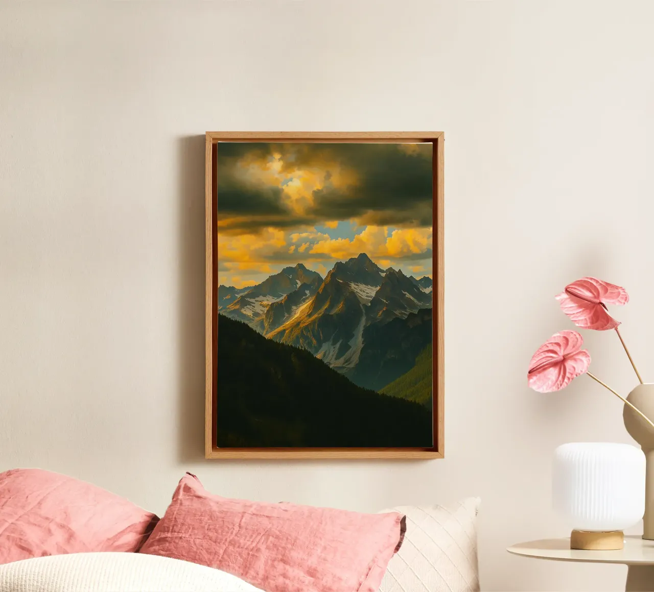 mountain view retro photography canvas with Floater frame by viantishop
