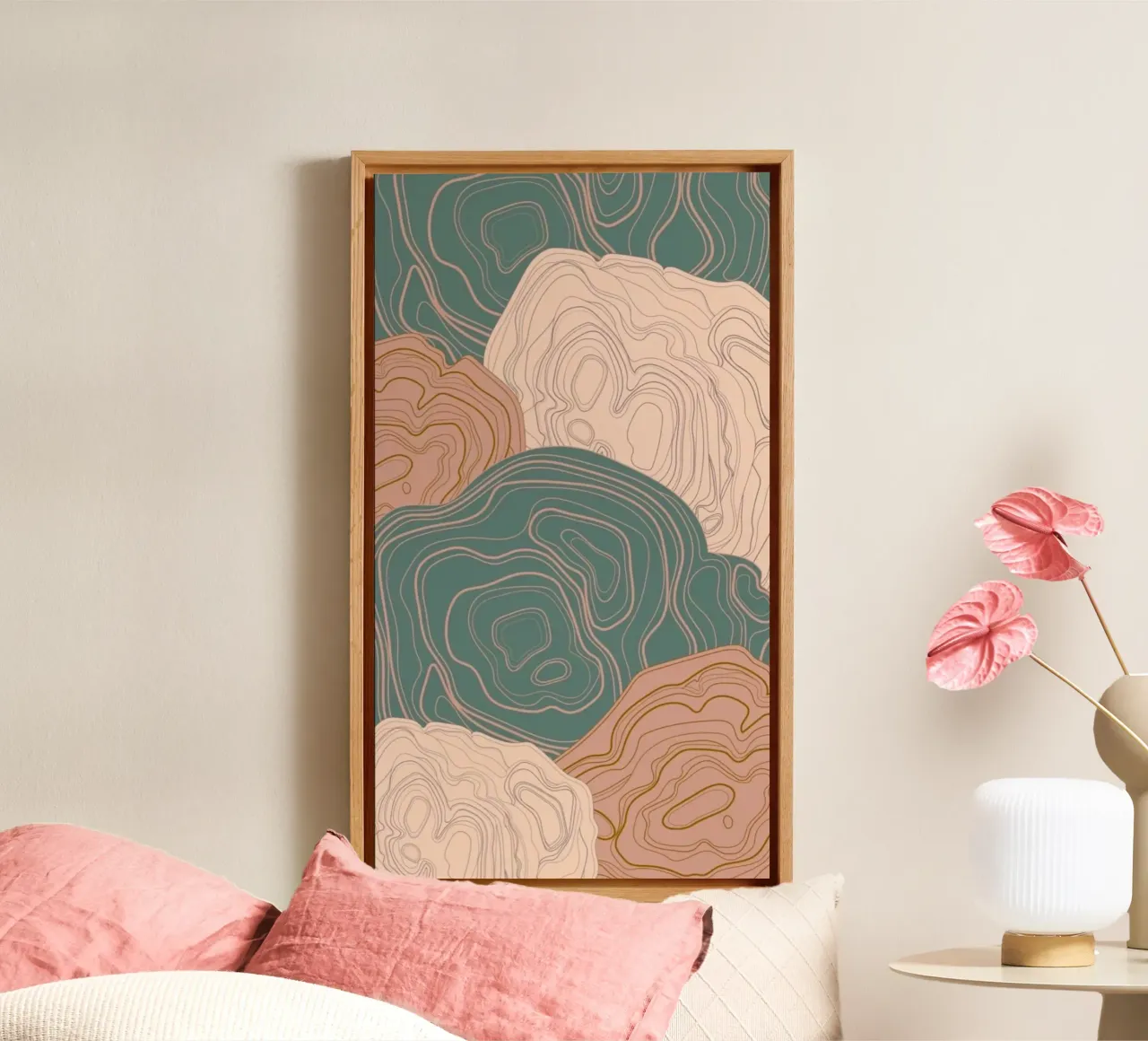 random line color canvas met Baklijst van lily