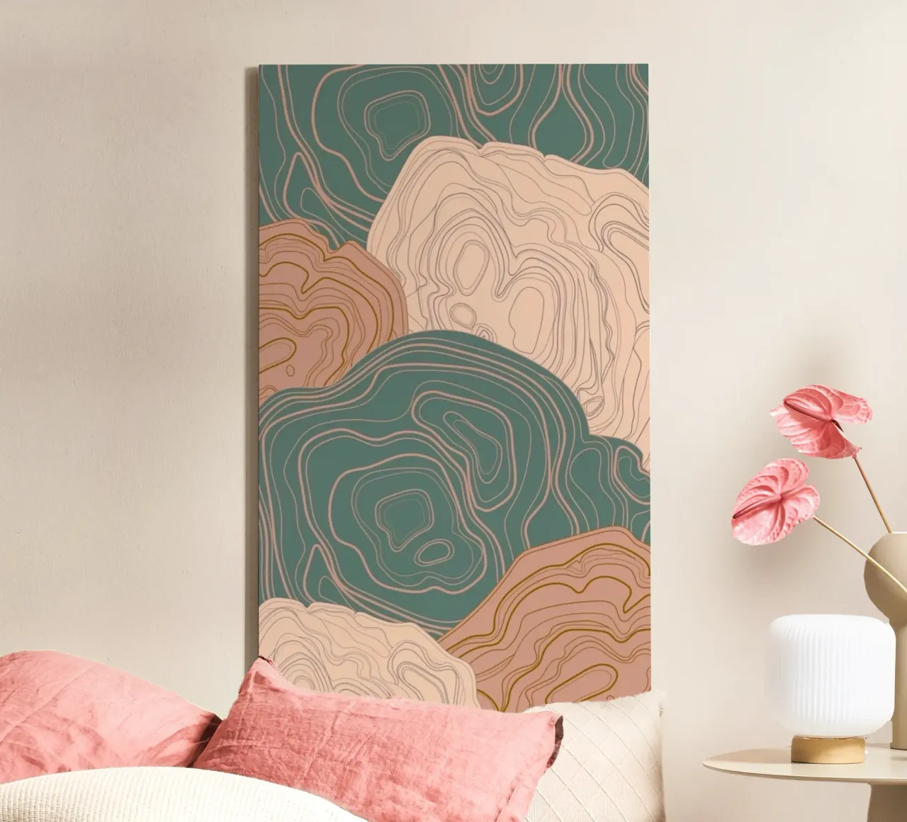 random line color canvas met Baklijst van lily