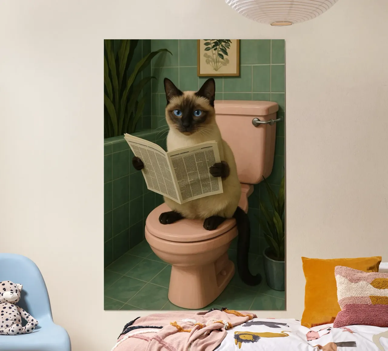 kitty on toilet poster con telaio in plastica da Good days