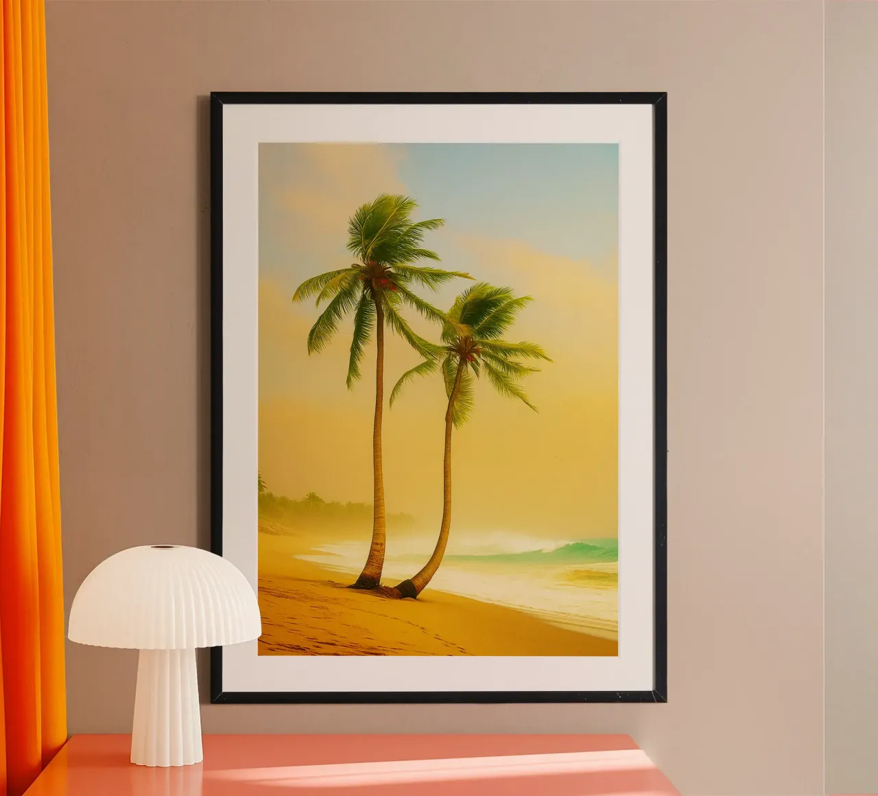 vue des palmiers photographie rétro poster avec cadre en plastique de viantishop