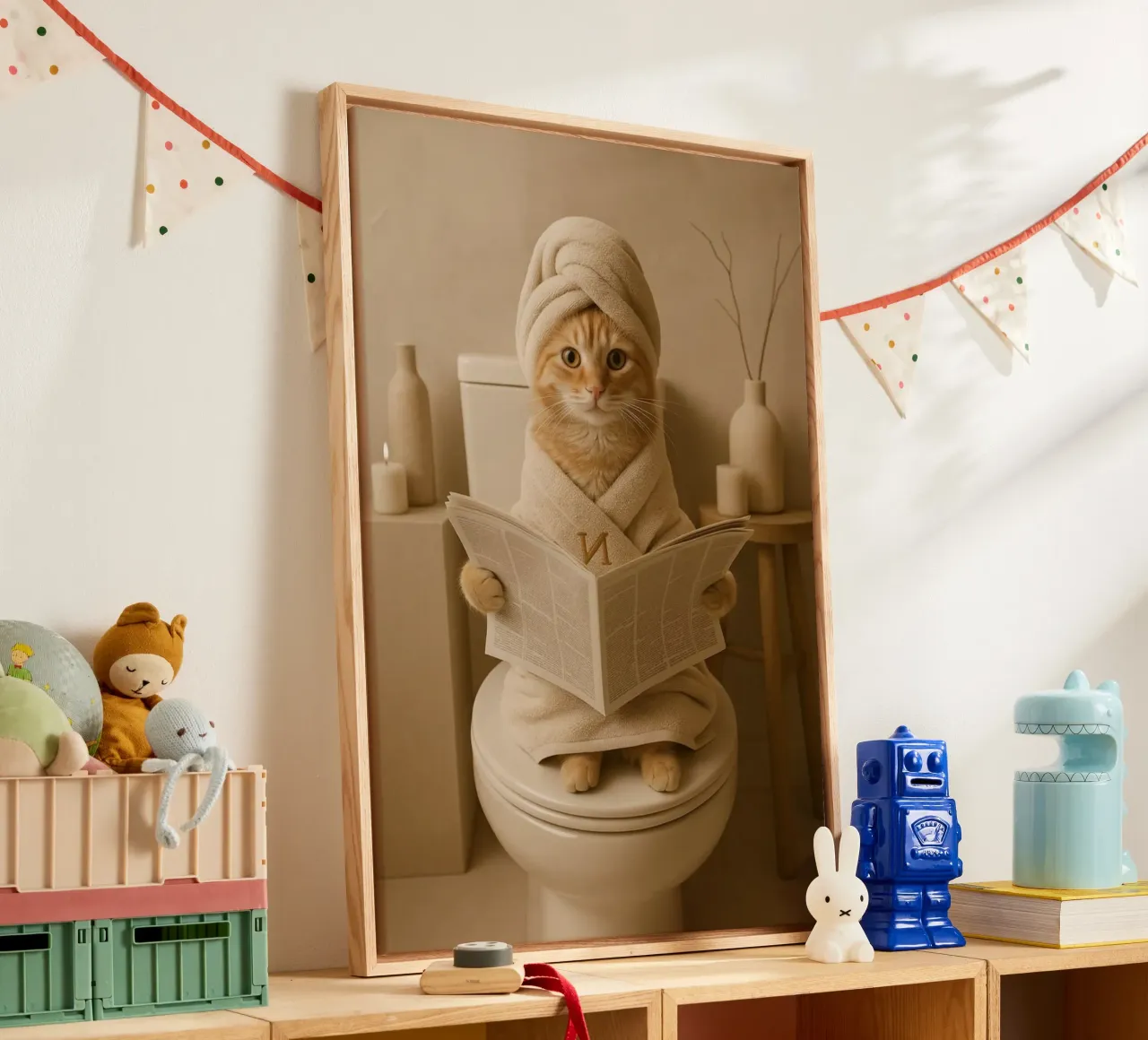 shower on toilet tela con Cornice a cassetta da Good days