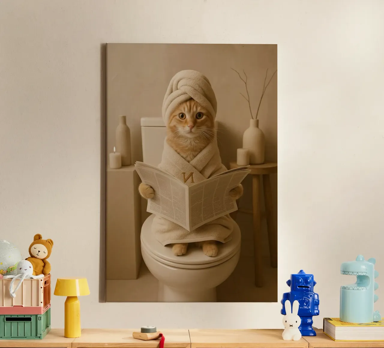 shower on toilet tela con Cornice a cassetta da Good days