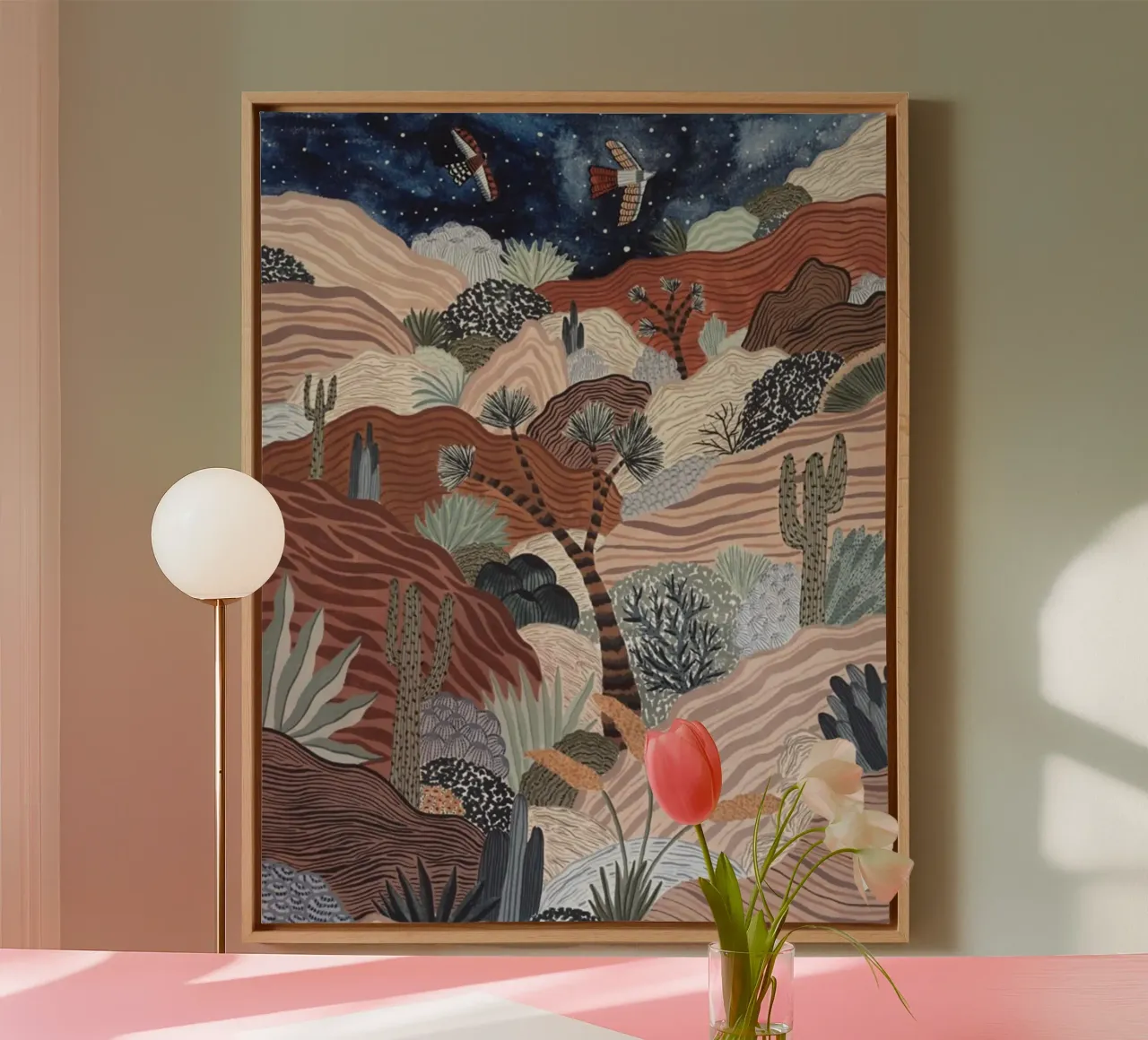 line color nature canvas with Floater frame by lily