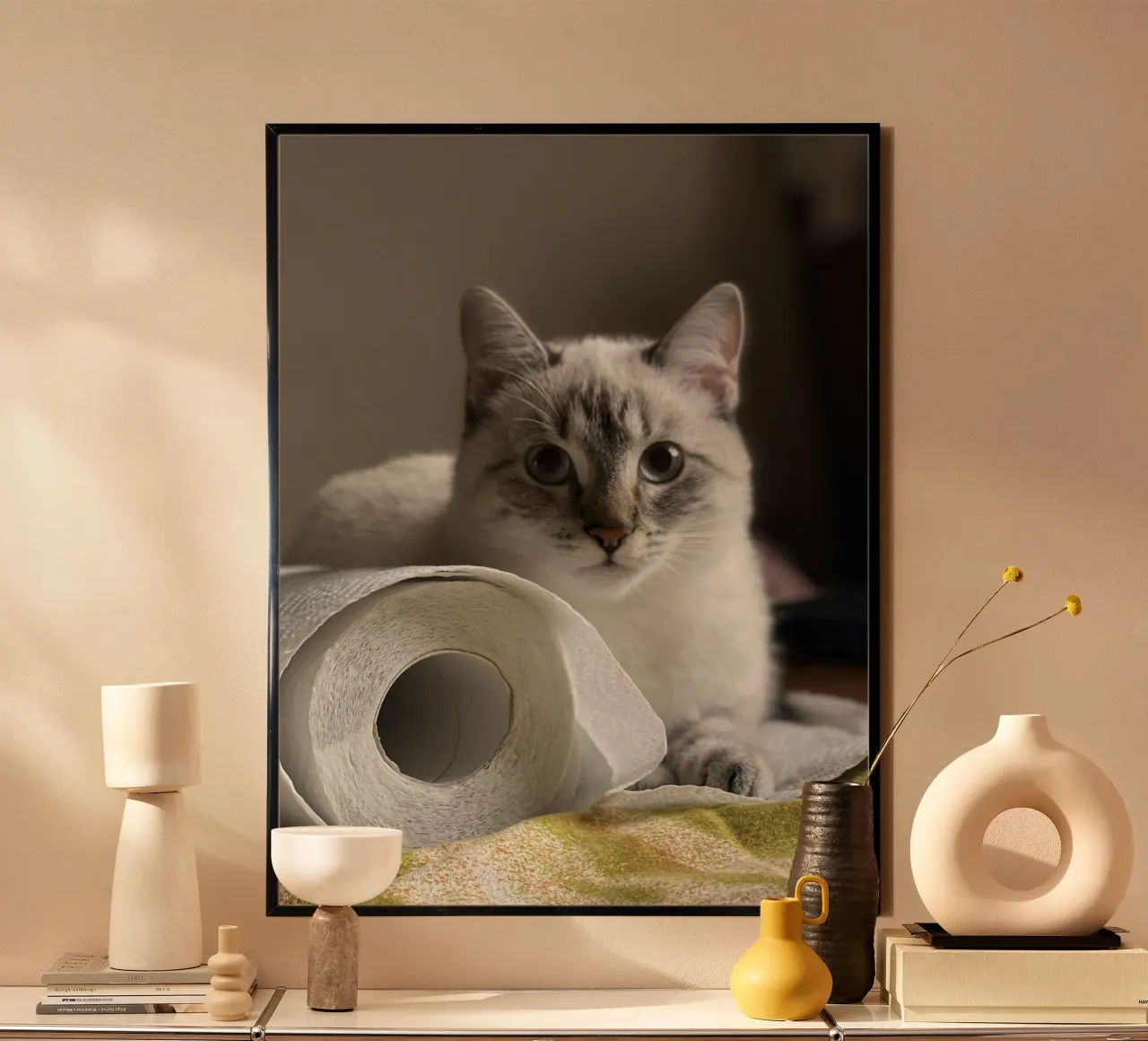 cat and toilet paper poster da lily