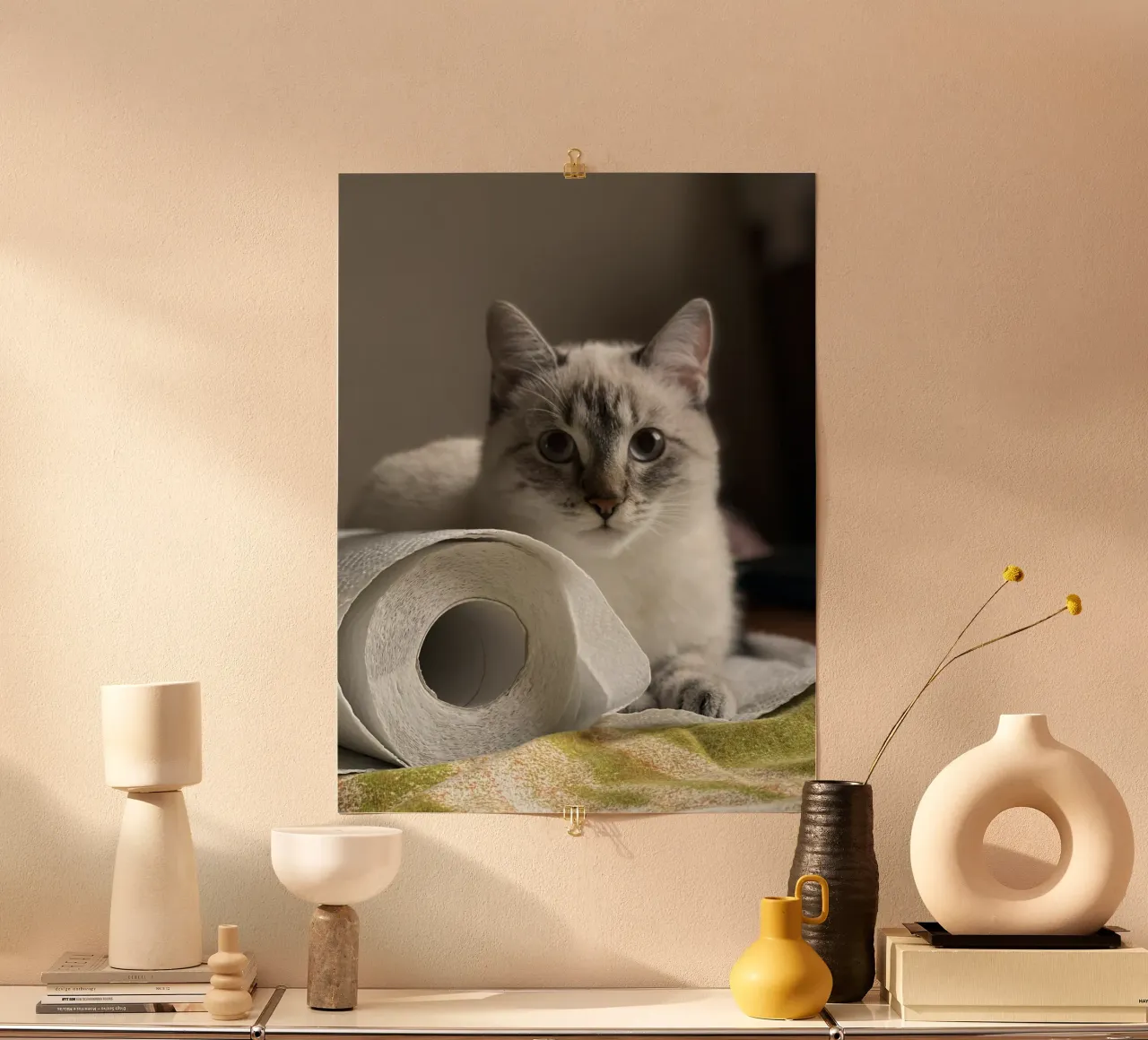 cat and toilet paper poster da lily