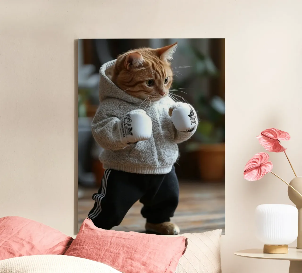 cat boxing tela con Cornice a cassetta da Good days