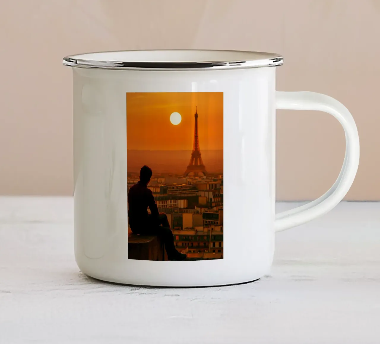 vue de paris l'après-midi photographie retro mug en émail de viantishop