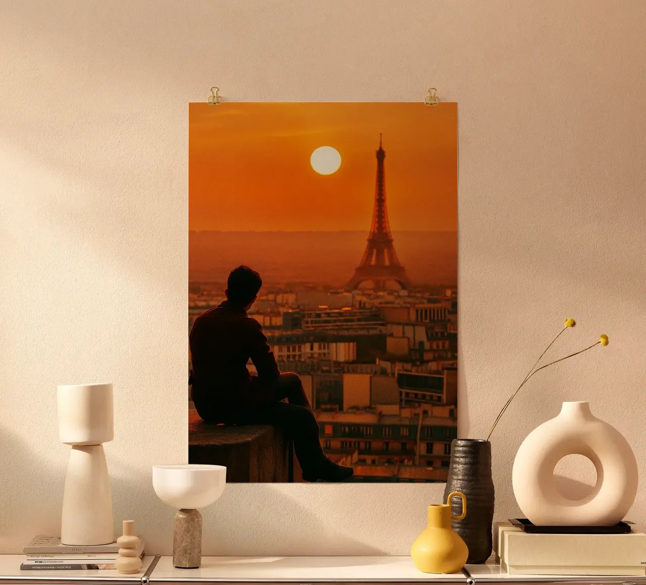 vue de paris l'après-midi photographie retro poster avec cadre en aluminium de viantishop