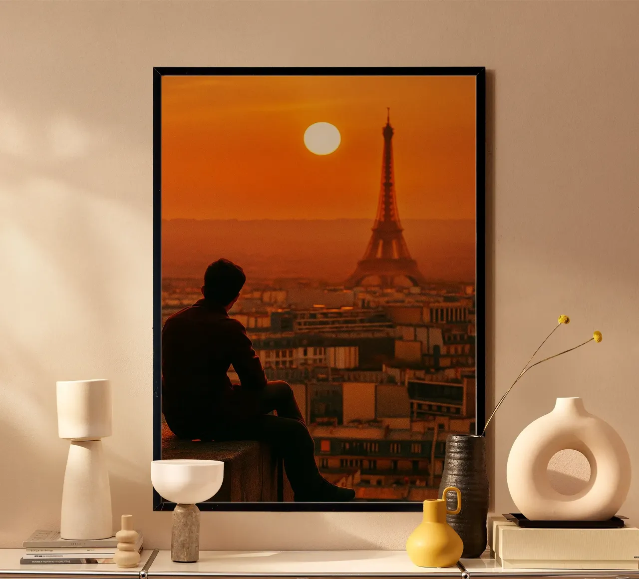 vue de paris l'après-midi photographie retro poster avec cadre en aluminium de viantishop