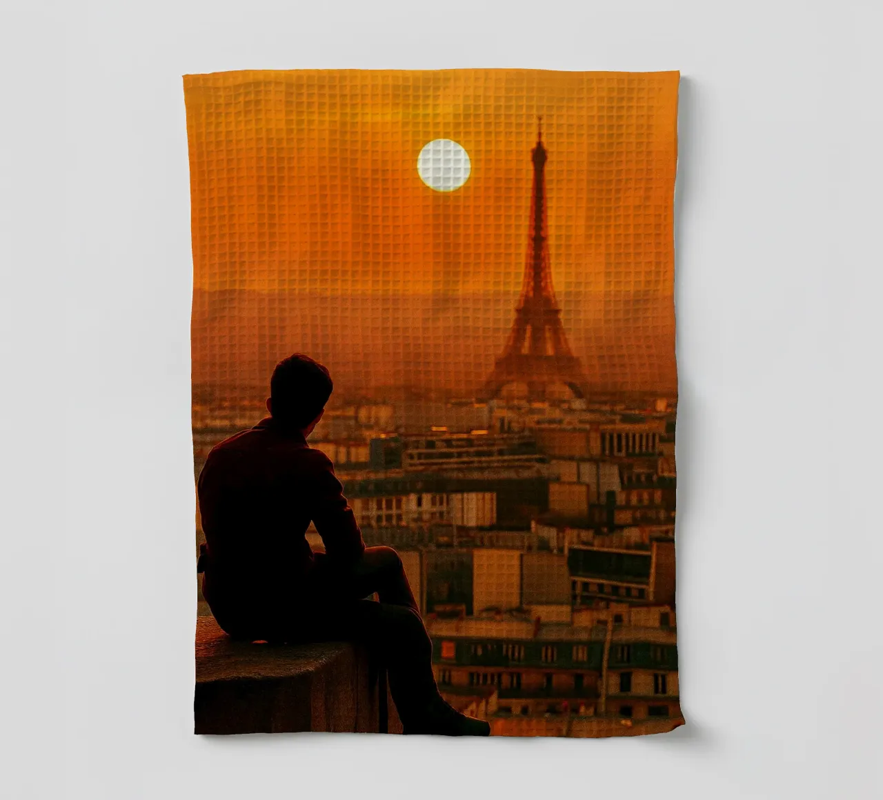 vue de paris l'après-midi photographie retro torchon de viantishop