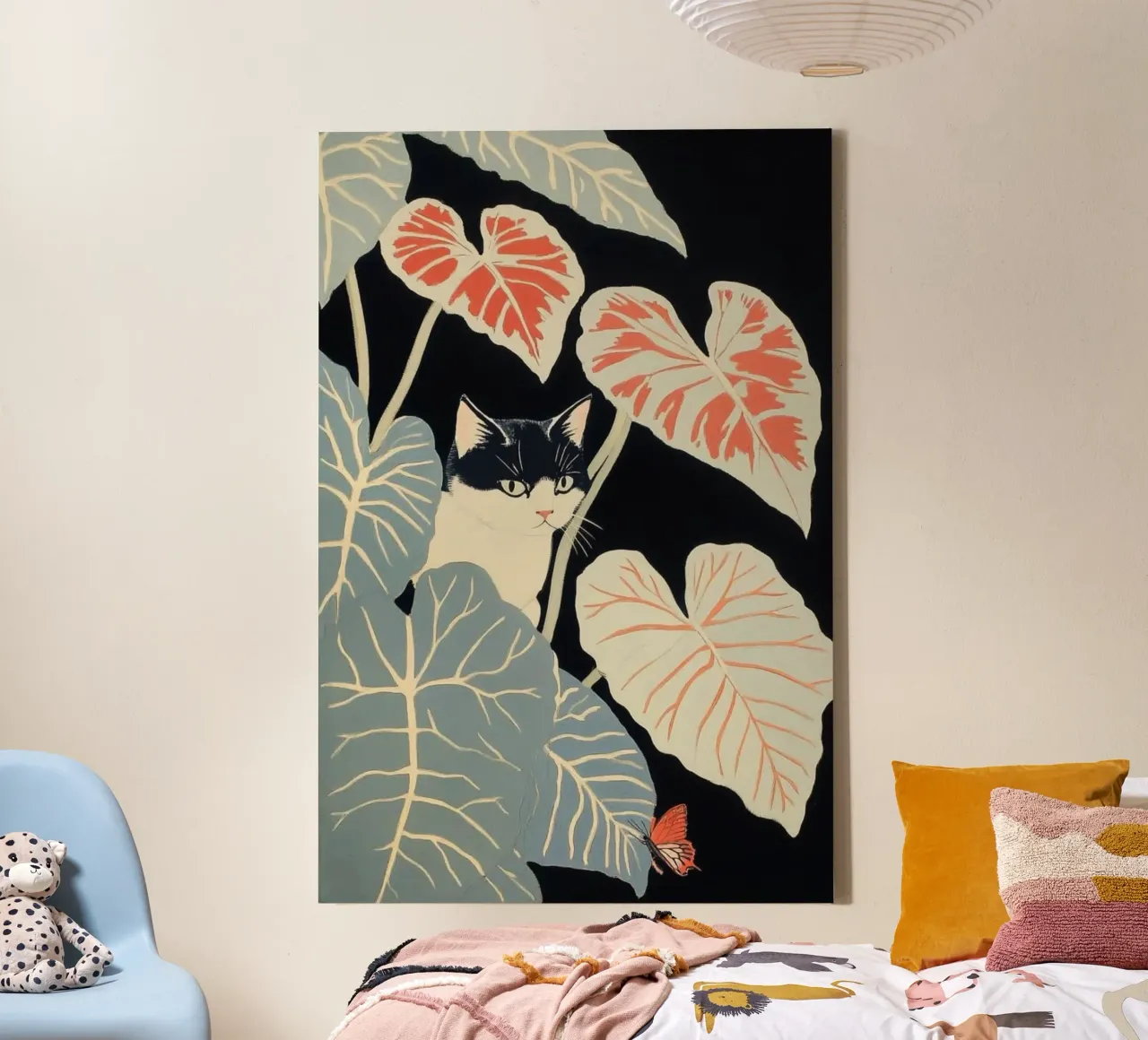 cat anh leaf canvas met Baklijst van lily