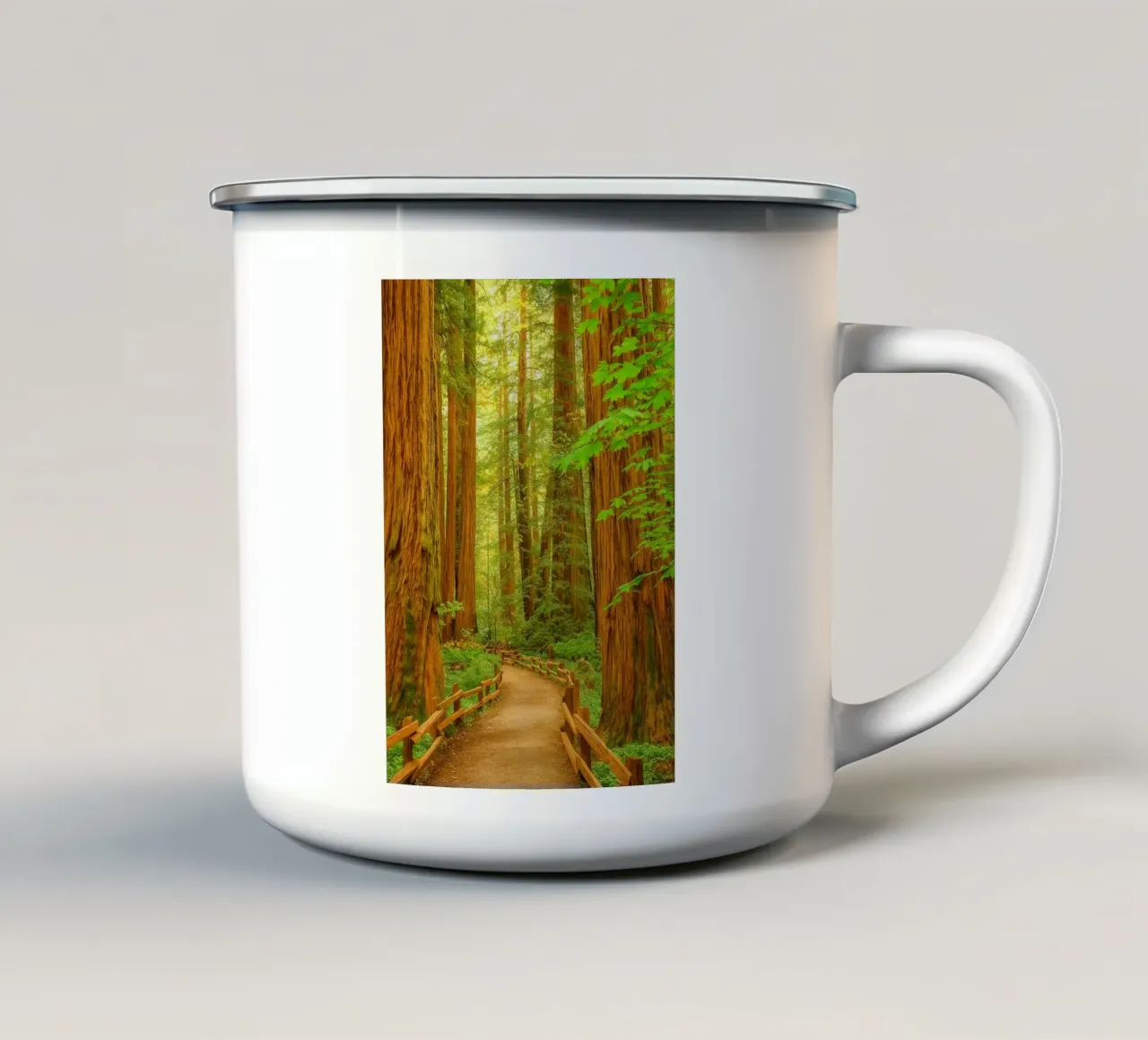 route dans la forêt vue rétro photographie mug en émail de viantishop