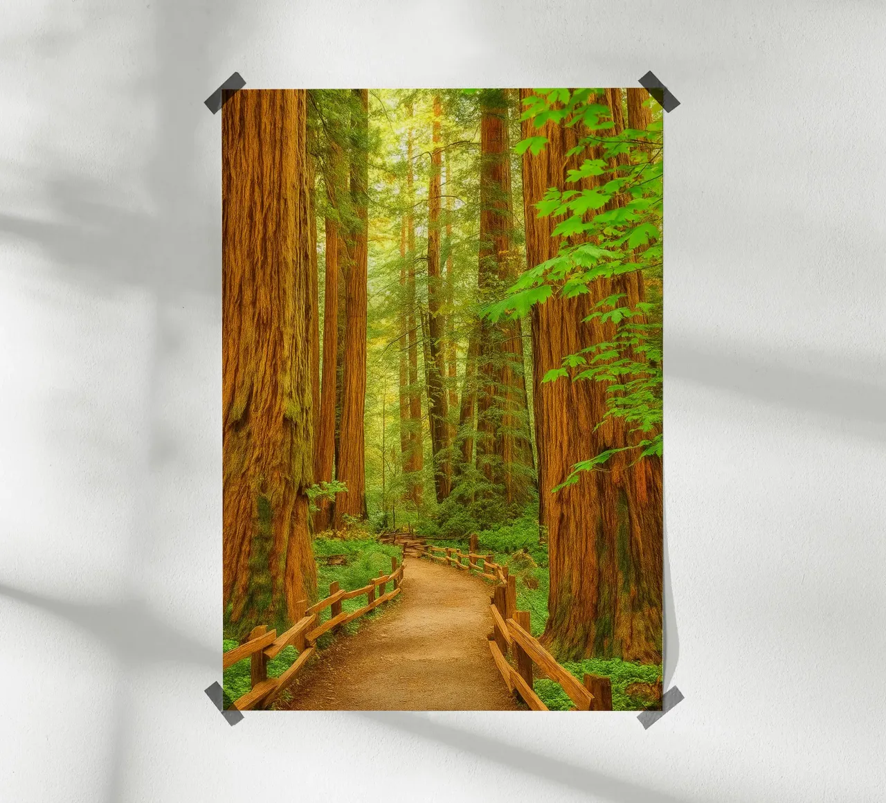 route dans la forêt vue rétro photographie poster avec cadre en bois de viantishop