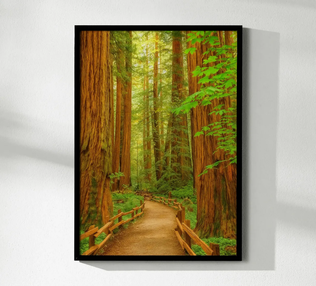 route dans la forêt vue rétro photographie poster avec cadre en bois de viantishop