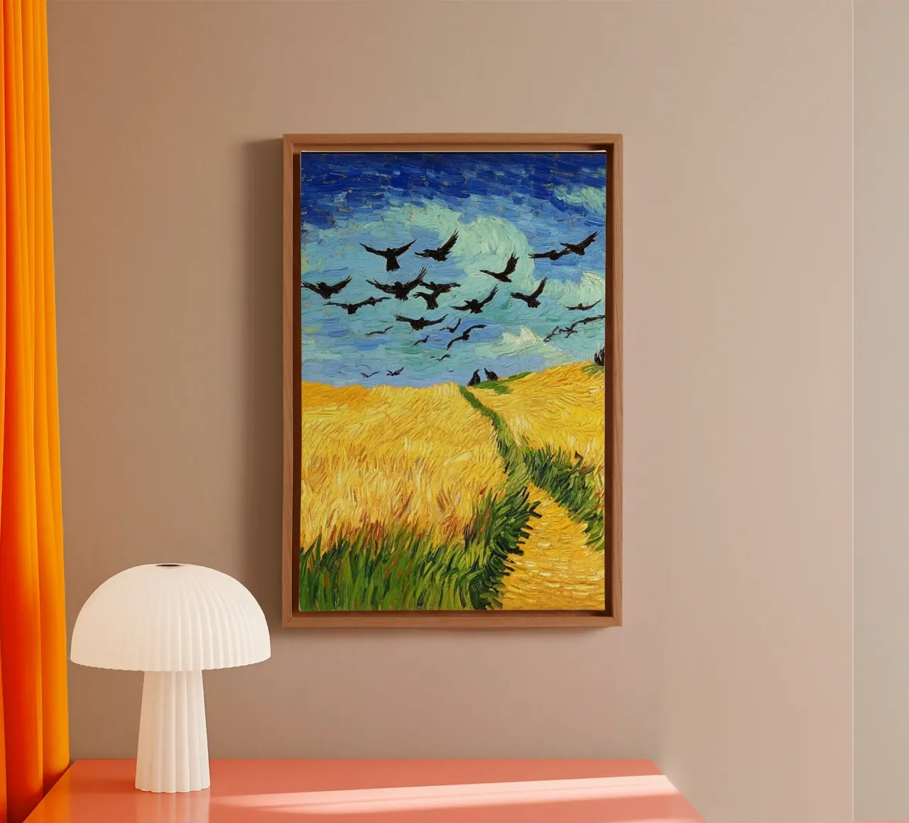 bird flying on field canvas with Floater frame by lily