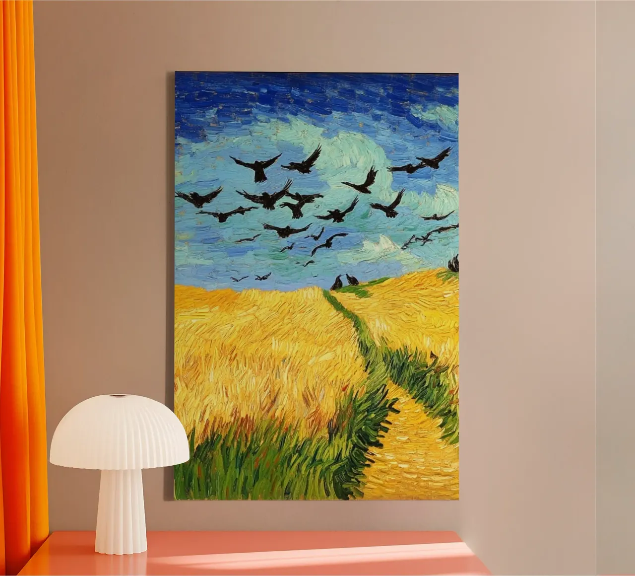 bird flying on field canvas with Floater frame by lily
