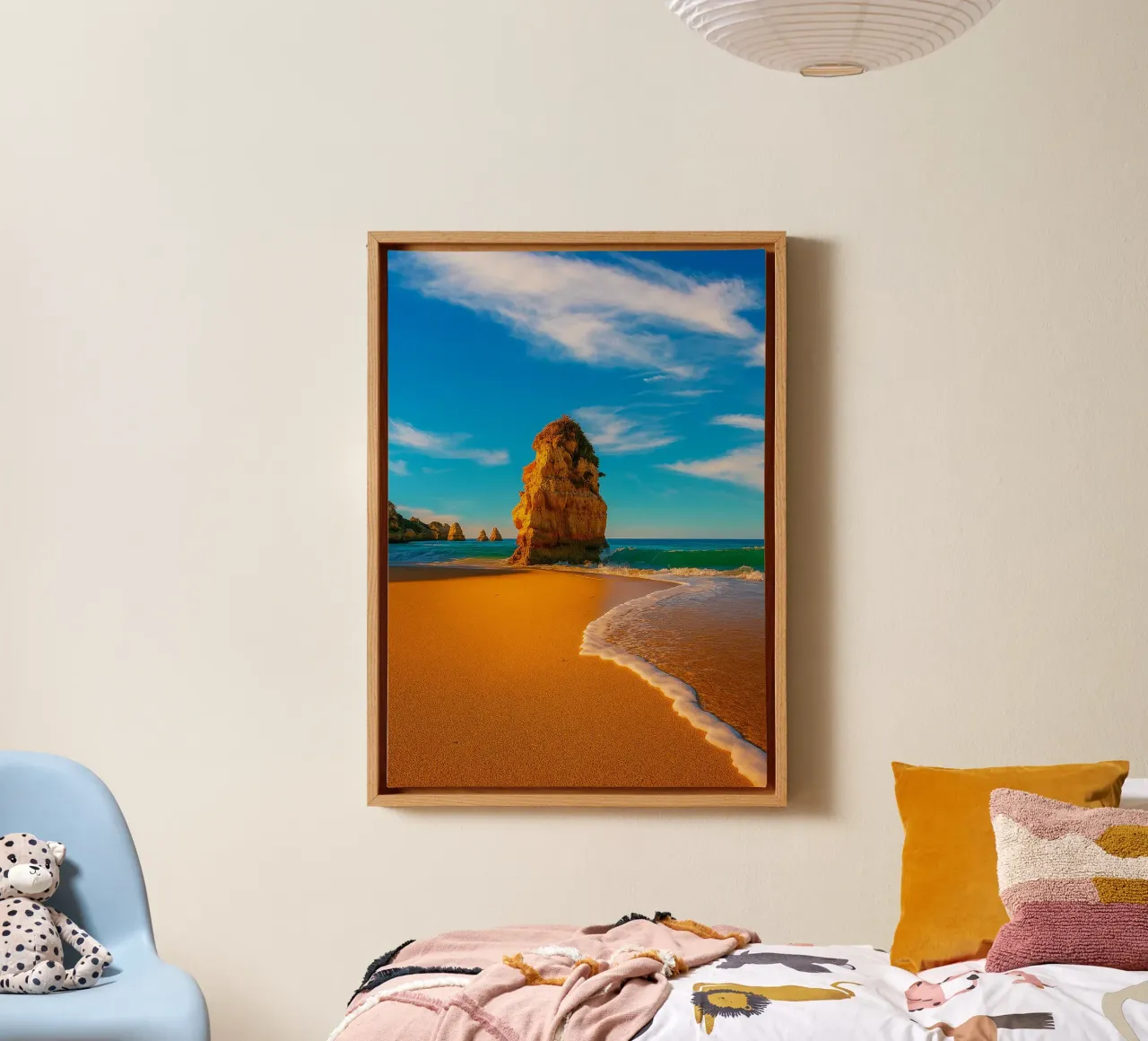rock coastal view retro photography canvas with Floater frame by viantishop