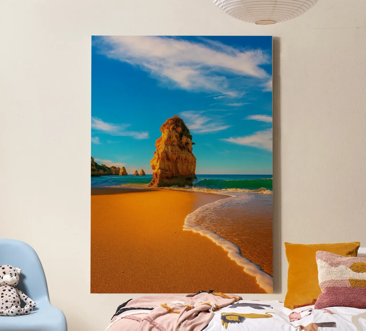 rock coastal view retro photography canvas with Floater frame by viantishop