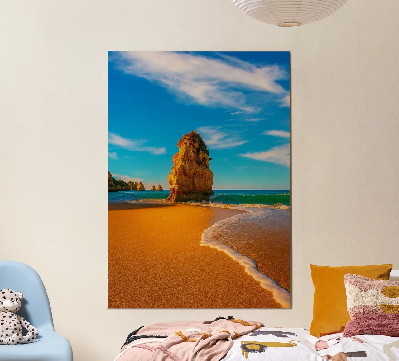 rocher vue côtière photographie rétro poster avec cadre en plastique de viantishop