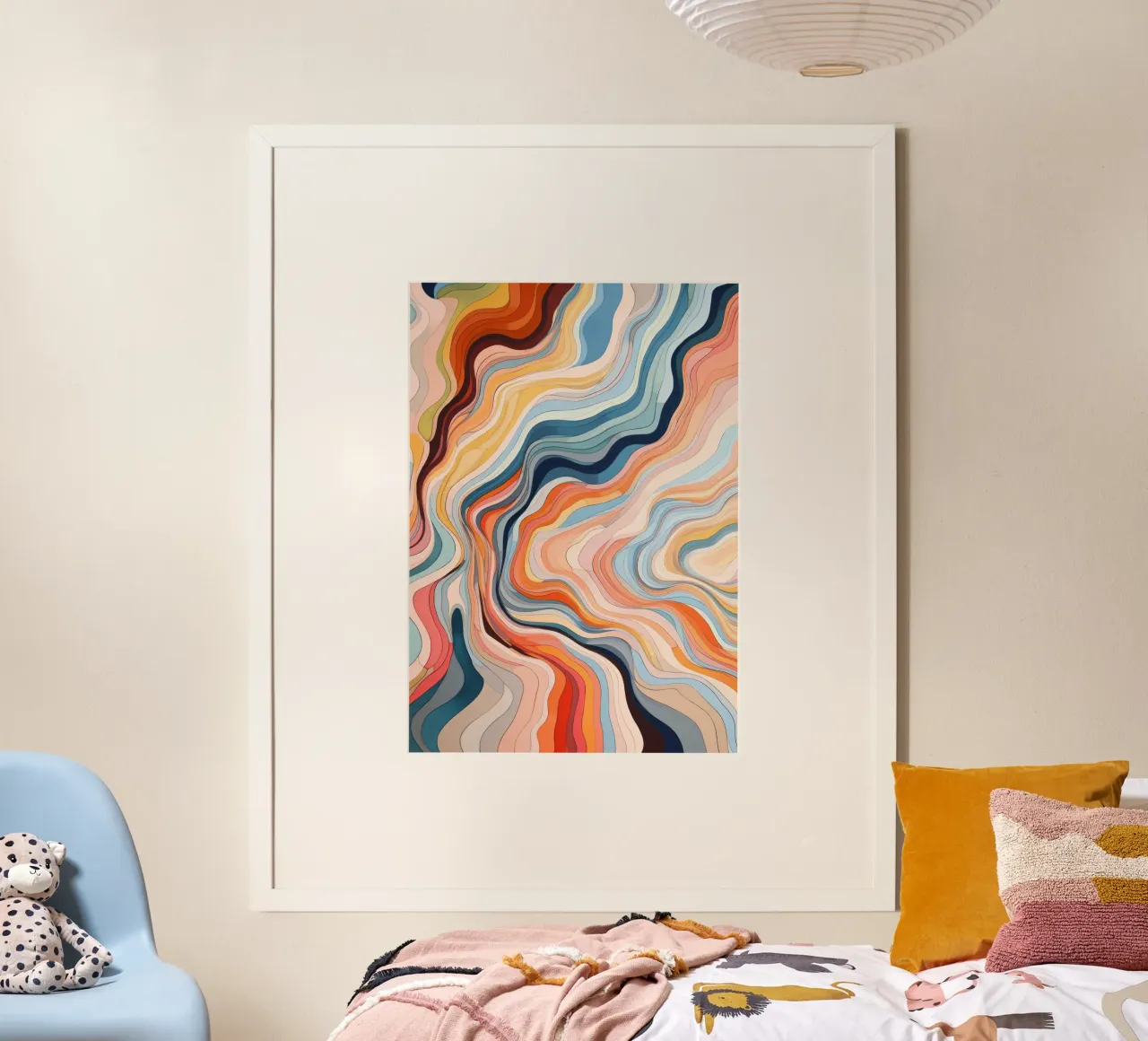 Art abstrait moderne et coloré, impression moderne de vagues poster de ArtHaus