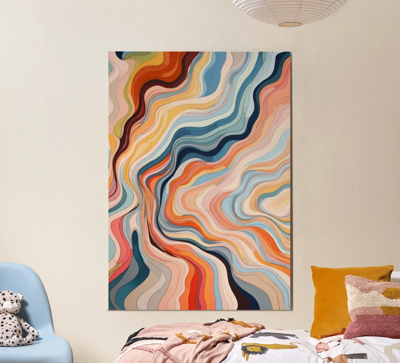 Art abstrait moderne et coloré, impression moderne de vagues poster de ArtHaus