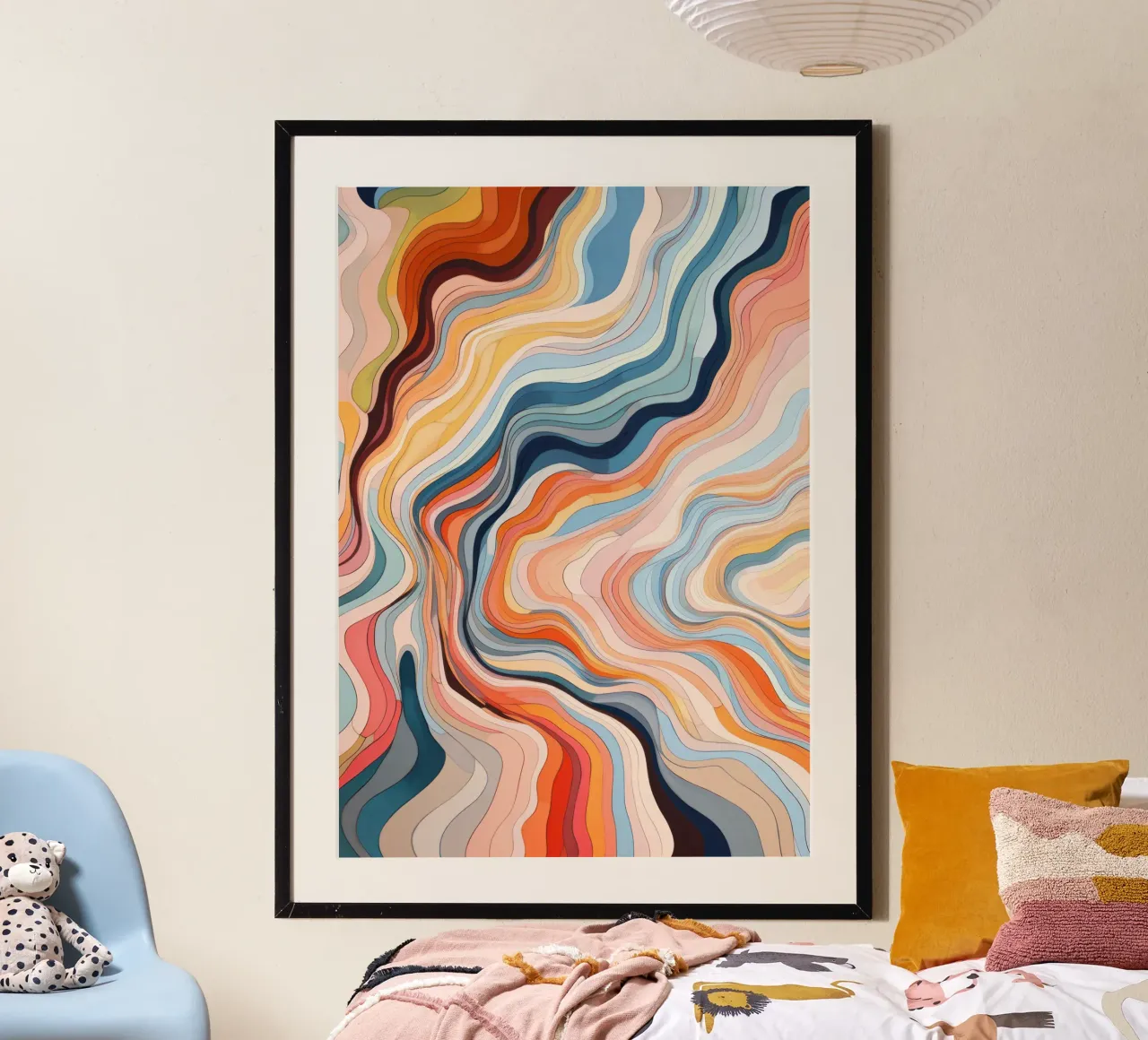 Art abstrait moderne et coloré, impression moderne de vagues poster de ArtHaus