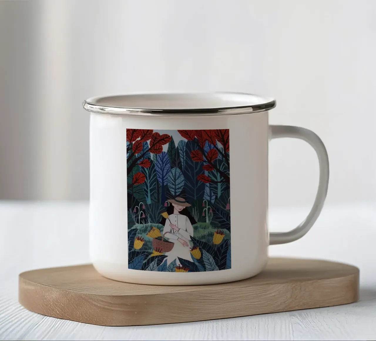 girl in forest tazza in smalto da Good days
