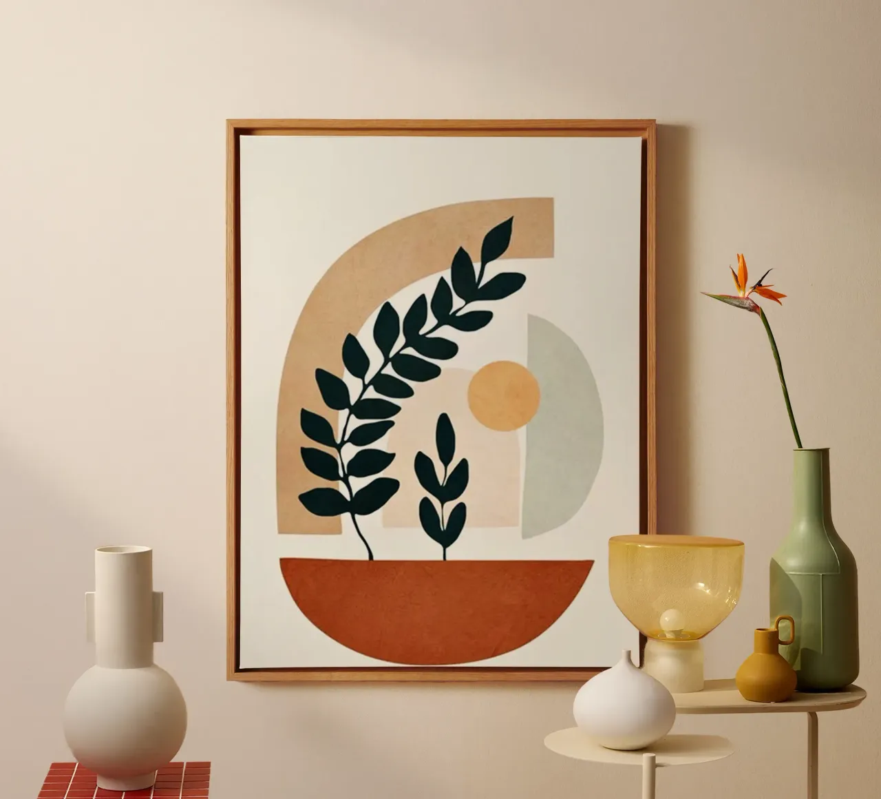 curve line circle shape canvas met Baklijst van lily
