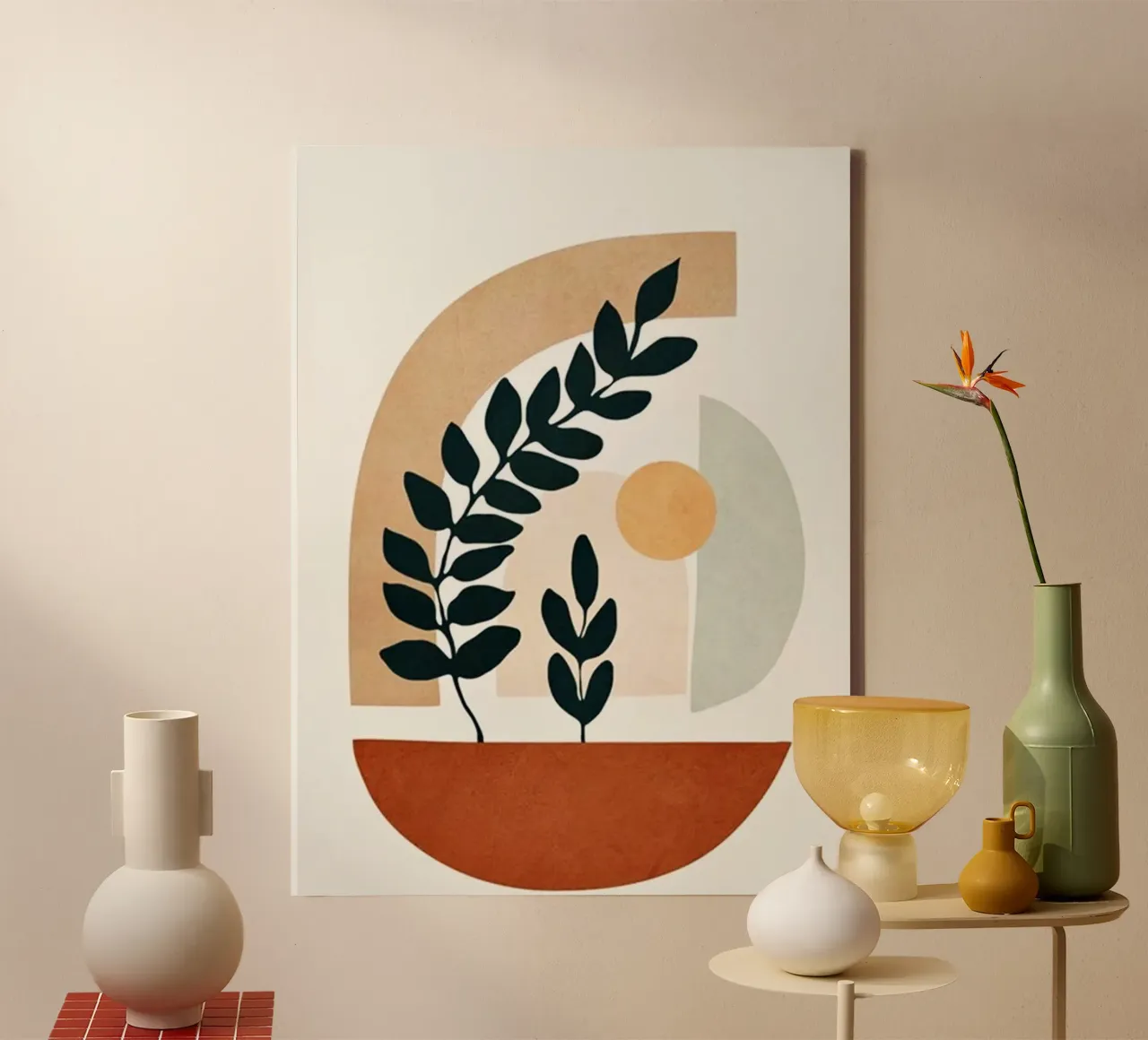 curve line circle shape canvas met Baklijst van lily