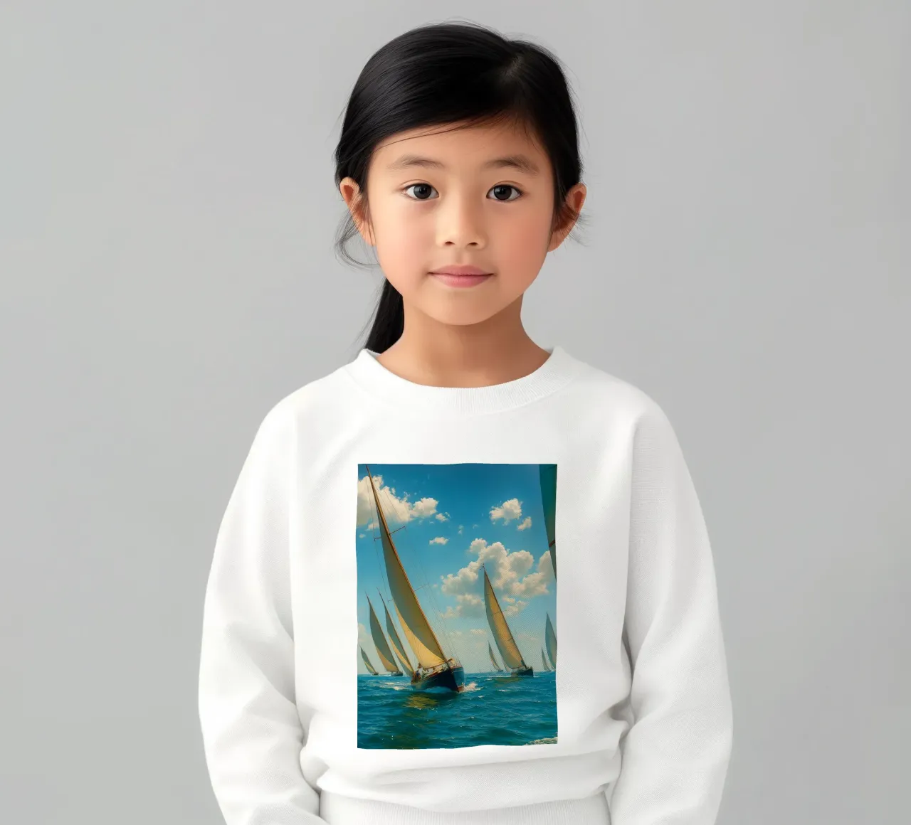 vue d'un voilier photographie rétro sweat enfant de viantishop